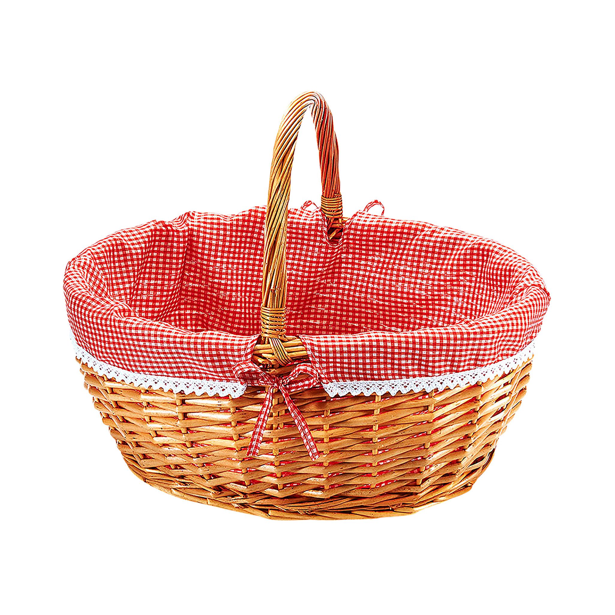 Kobolo Einkaufskorb Weidenkorb - Textil rot kariert - 45x34x20 cm, 30,6 l günstig online kaufen