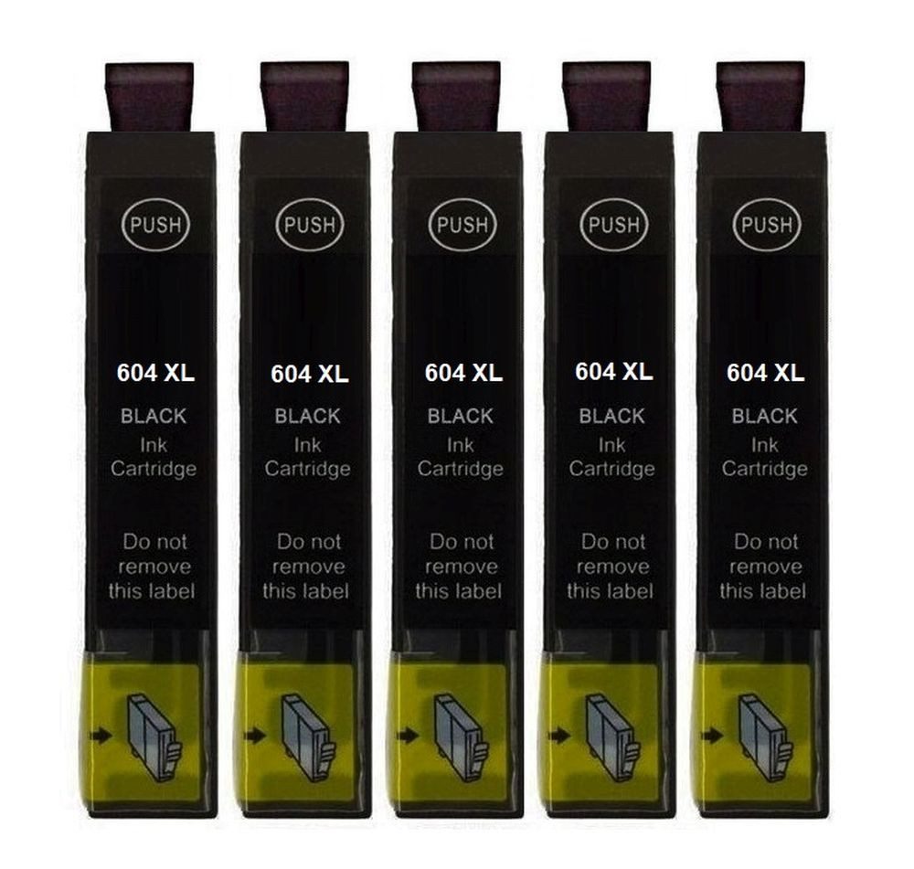 inkpro 5 x Druckerpatrone 604XL BK kompatibel mit Epson 604 XL schwarz, Tintenpatrone (für Epson Expression Home XP-2200, XP-2205, XP-3200, XP-3205, XP-4200, XP-4205, WorkForce WF-2910 DWF, WF-2930 DWF, WF-2935 DWF, WF-2950 DWF, 5-tlg., XXL Füllmenge je 1