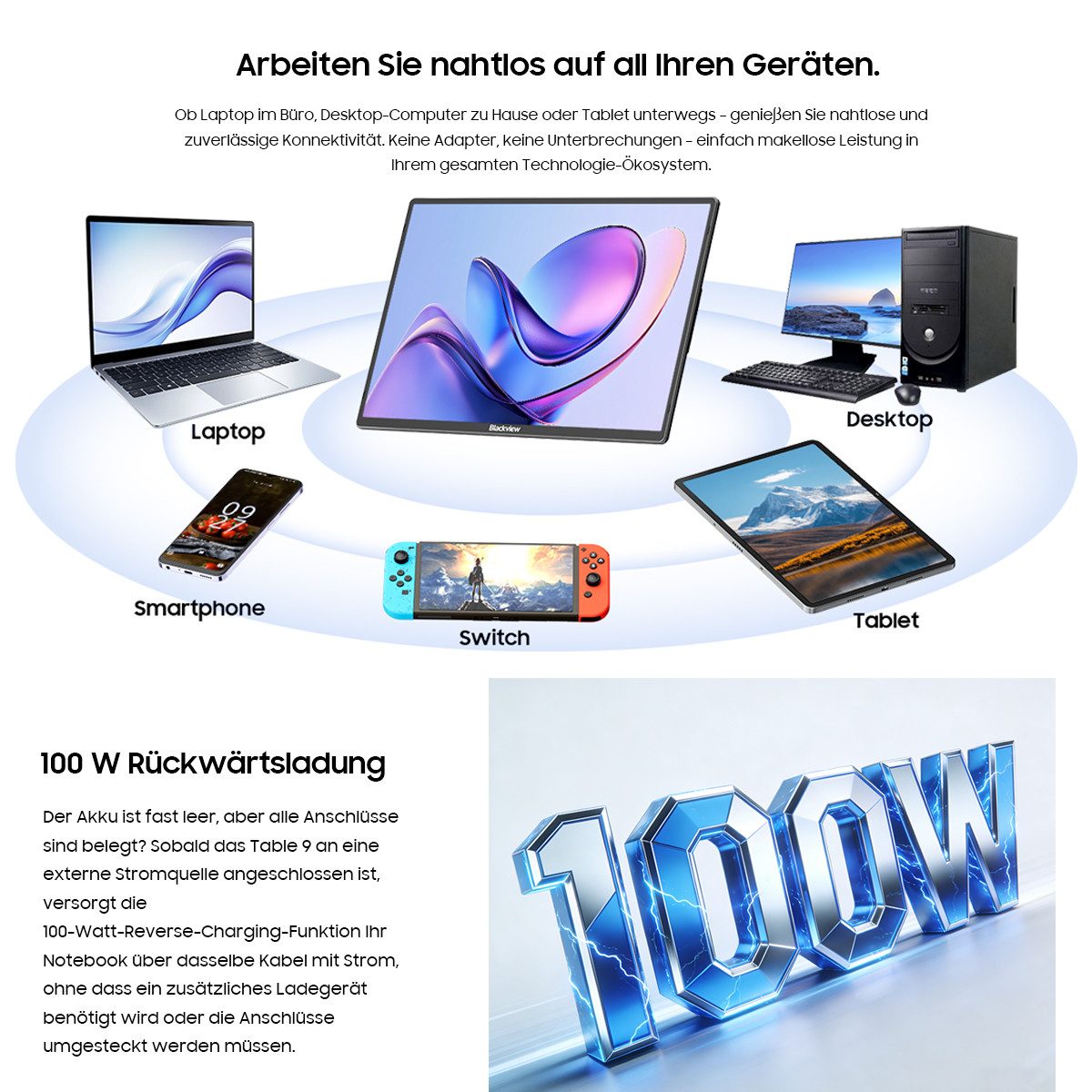 blackview 16 Zoll FHD IPS Gaming Display Laptop Bildschirm Erweiterung Table 9 Portabler Monitor (41 cm/16 ", 1920 × 1200 px, Full HD, 60 Hz, IPS, Laptop Bildschirm Erweiterung, Windows/Mac/Android/ChromeOS)