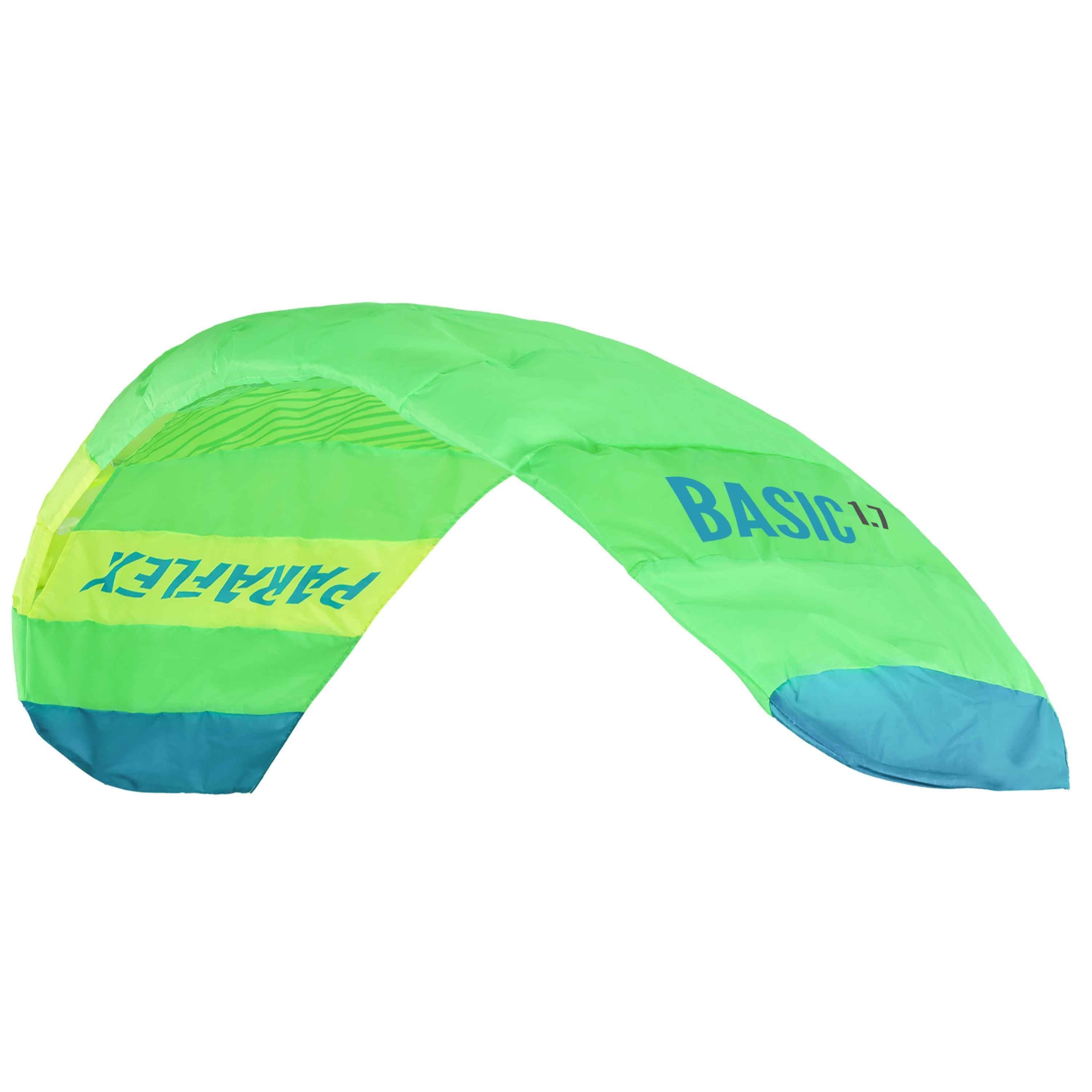 Wolkenstürmer Kite Paraflex Basic 1.7 Lenkmatte in vielen Farben - Ready to Fly 170 cm, (Zweileiner Drachen mit Dyneema-Leinen für Outdoor-Flugspaß, 1-tlg), Stunt Kite for Adults 1 m² Zweileiner für Anfänger (grün-gelb)