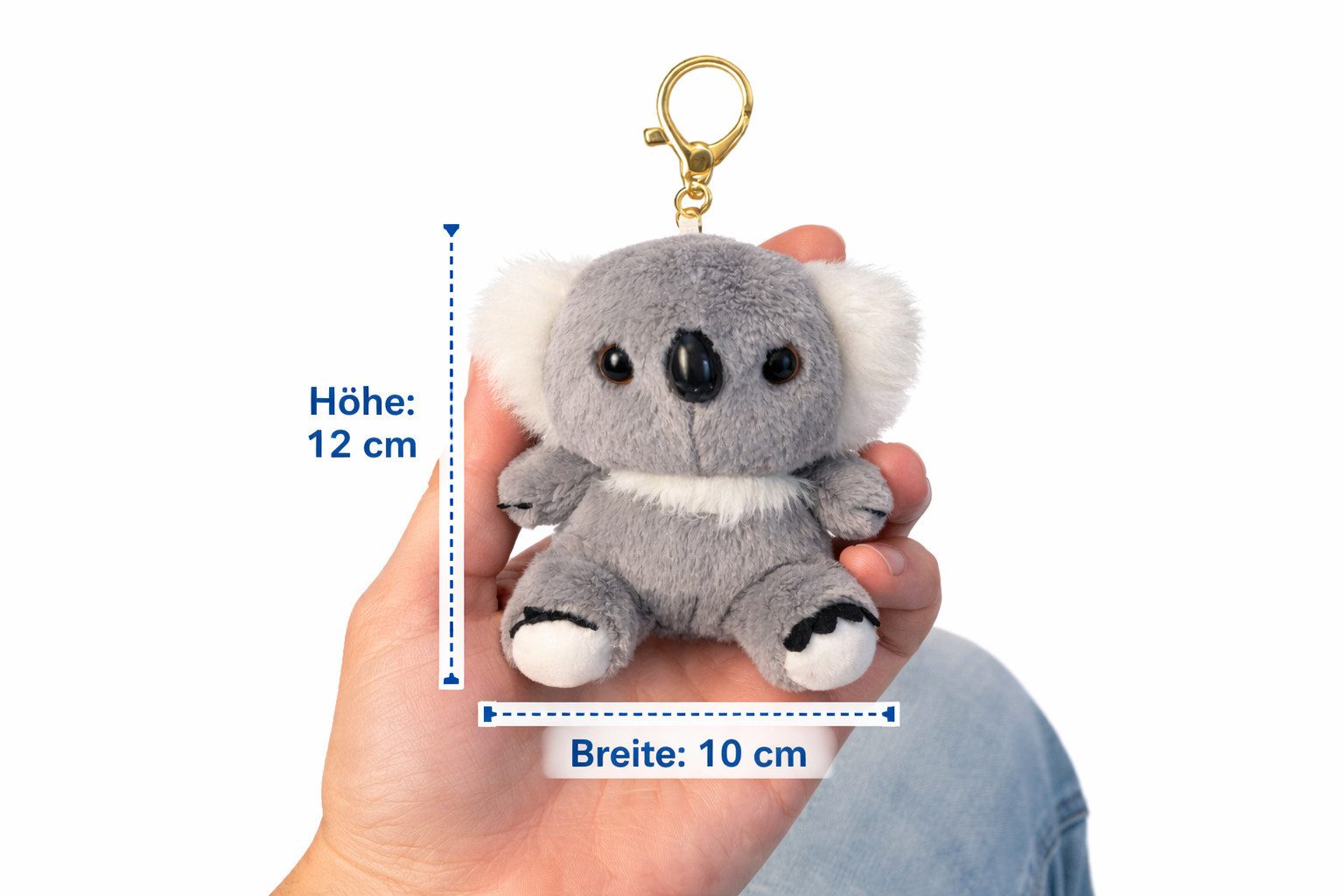 soma Schlüsselanhänger Koala Schlüsselanhänger Plüsch 12cm weich Kuscheltier Anhänger grau (Set, 1-tlg., Geschenk-Set), Extra weich mit stabilem Metallring und detailreichem Design