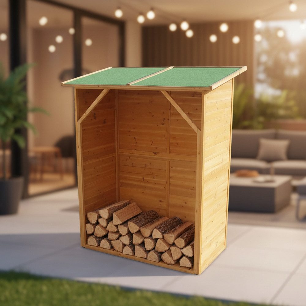 Feel2Home Kaminholzregal XXL HOLZ Kaminholzregal Brennholzregal Kaminholz Brennholz Regal, BxTxH:119x61x155 cm, (Stück, 1-St., Stück), mit Wetterschutz