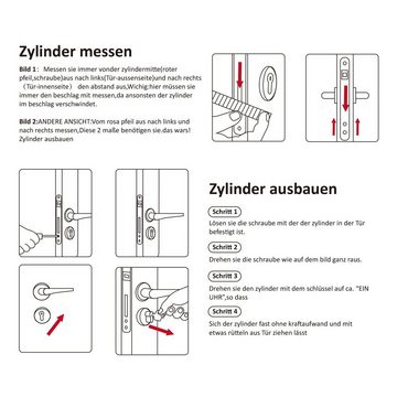 Homewit Schließzylinder 60mm doppelter offener Schließzylinder aus Zinklegierung, (Set, 1-St., inkl. 5 Schlüssel), mit 5 Stück Schlüssel + 2 Stück Befestigungsschrauben