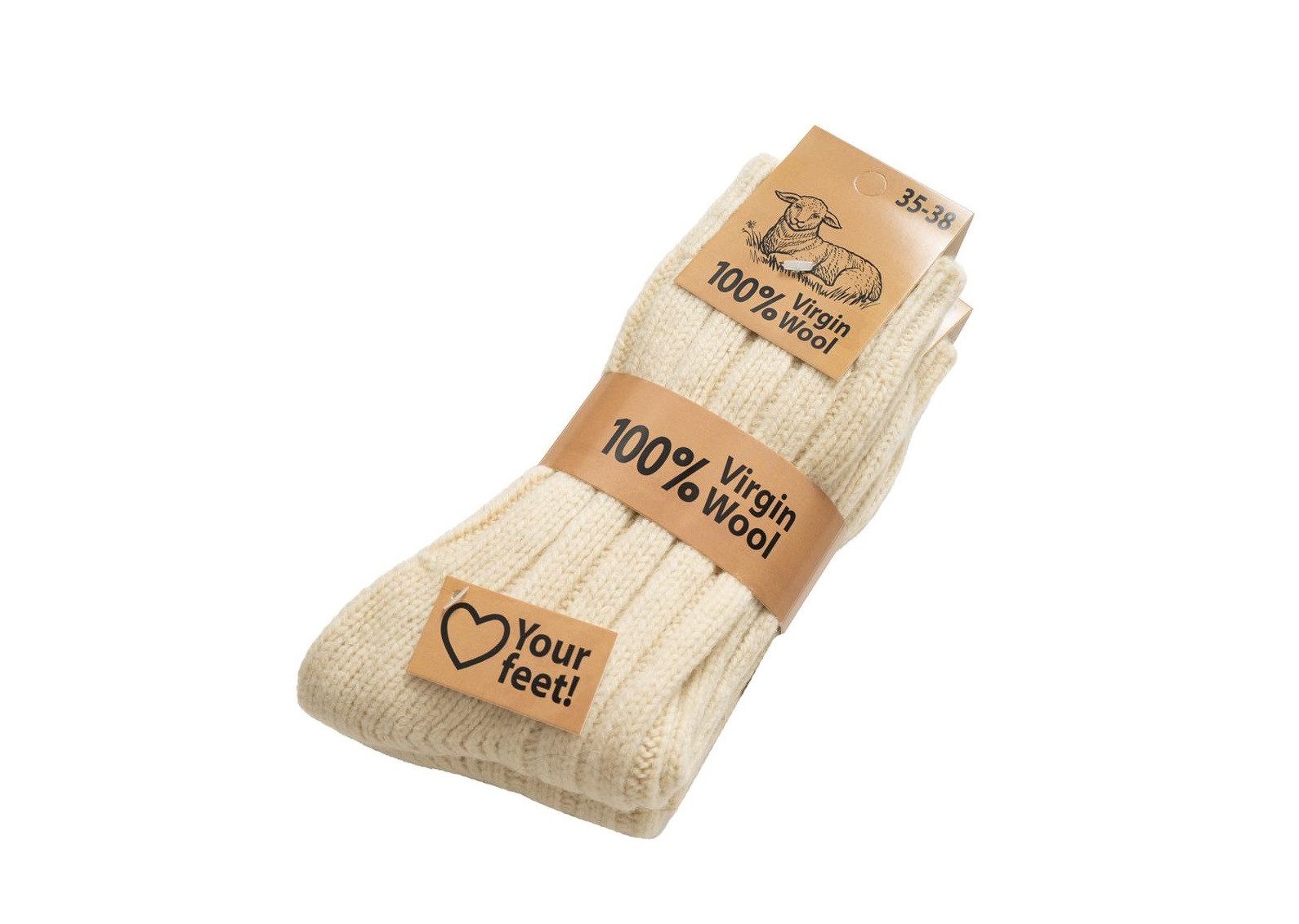 HomeOfSocks Socken Wollsocken 100% Natur Warm cremeweiss - 1 Paar günstig online kaufen