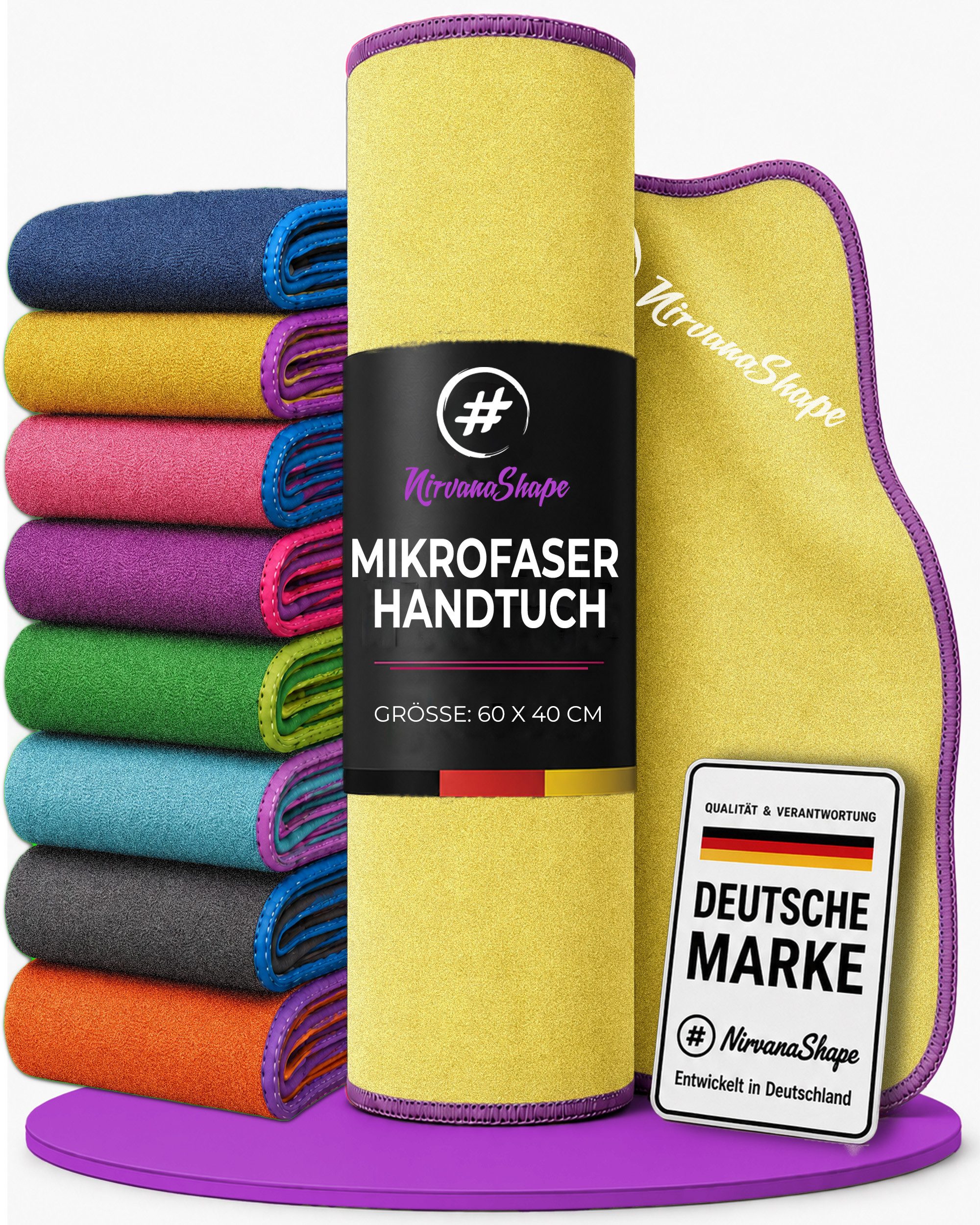 NirvanaShape Sporthandtuch Mikrofaser Handtuch, Microfaser Handtücher als Reisehandtuch, saugfähig, leicht, schnelltrocknend, für Reisen, Fitness, Yoga, Sauna