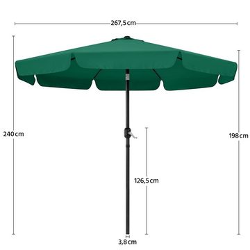 Yaheetech Sonnenschirm, mit Volant Φ 267,5 cm Kippbarer Gartenschirm UV-schutz Kurbelschirm