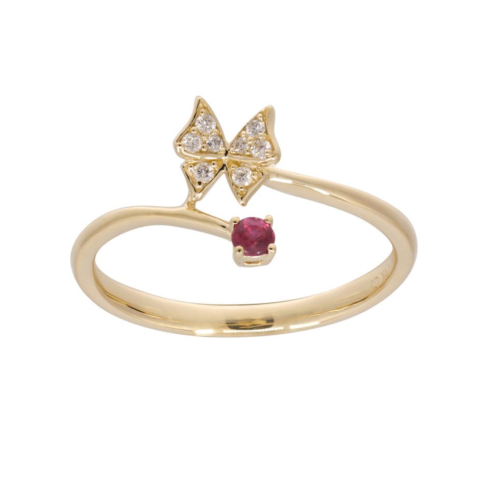 Diamantring AAA Mosambik Rubin Gold Ring, 585 Gold 1,6g