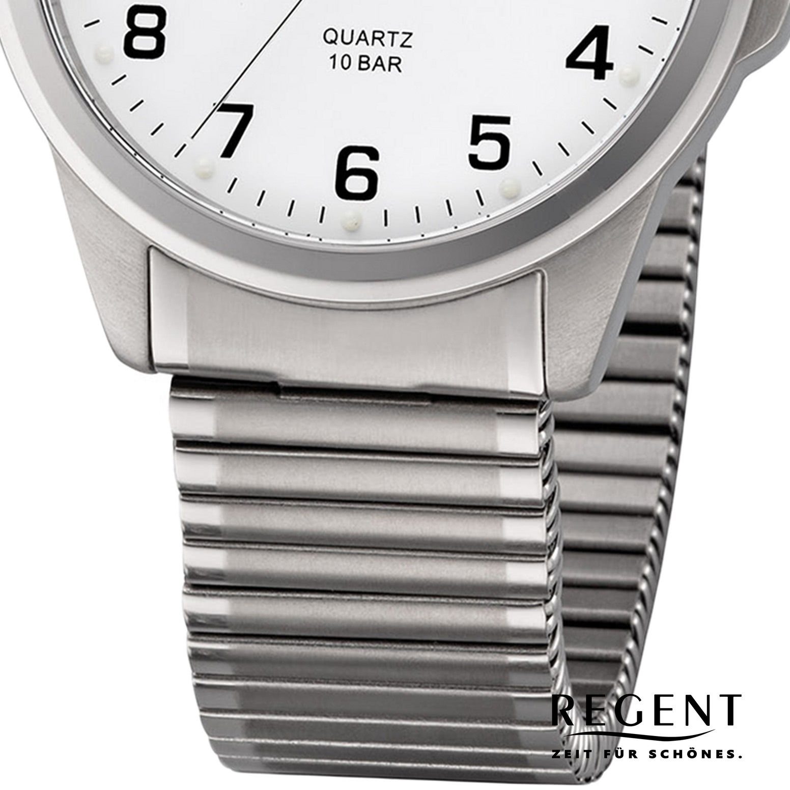 Metall Quarz, Herren Metallarmband Herren rund, Regent Regent Uhr 40mm), Armbanduhr Quarzuhr (ca. groß F-1198