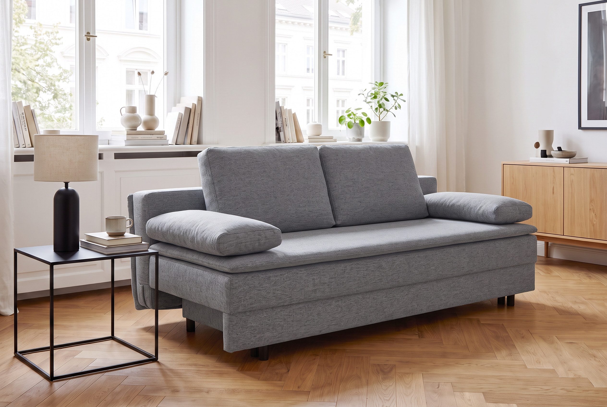 OTTO home Schlafsofa JANNIKO Feinstruktur, Breite: 193 cm, Liegefläche 124x193 cm, mit Bettfunktion & Bettkasten, Matten-Polsterung