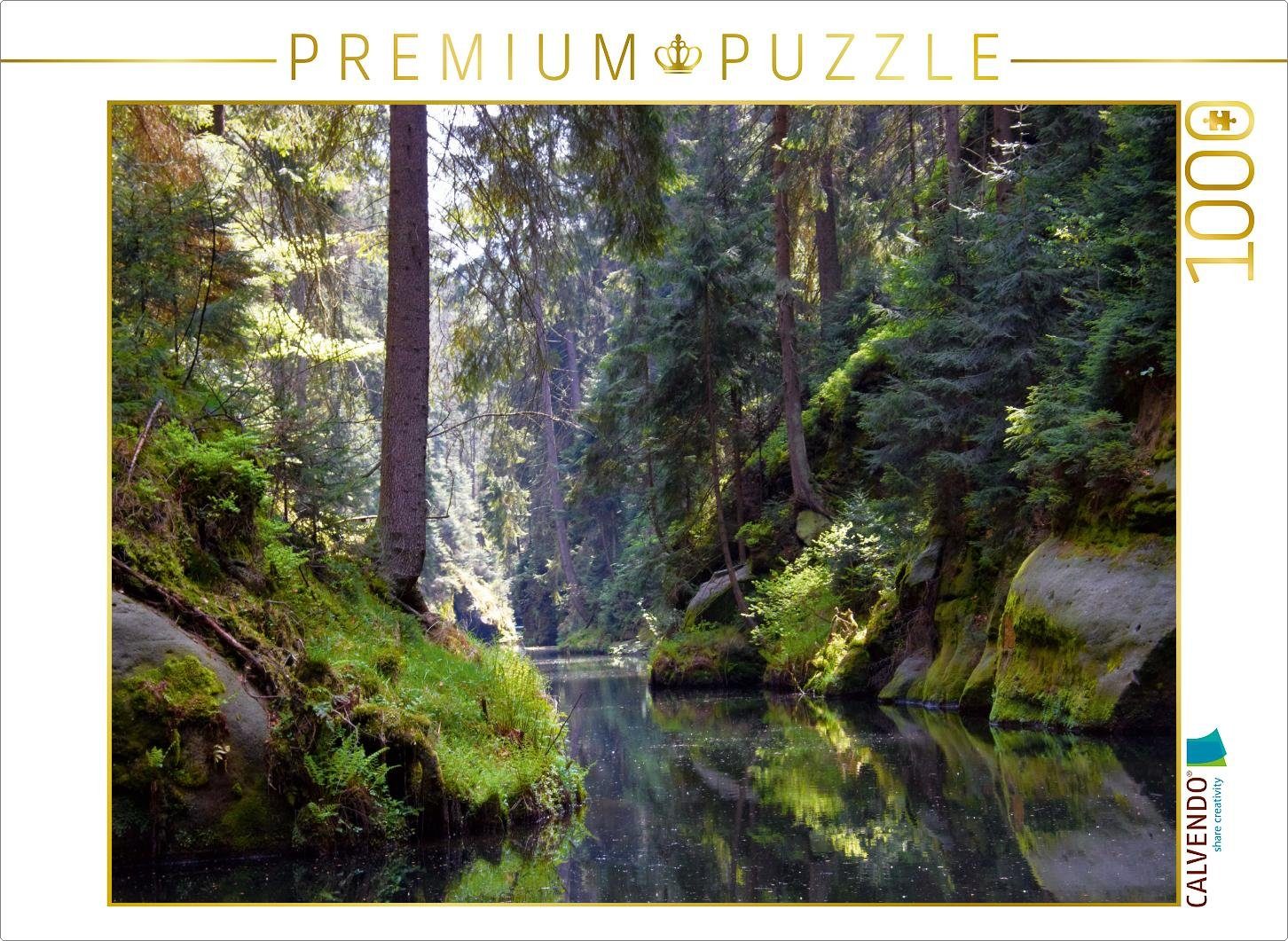 Puzzle CALVENDO Puzzle Kirnitzschtal im Elbsandsteingebirge 1000 Teile Lege-Größe 64 x 48 cm Foto-Puzzle Bild von Veronika Rix