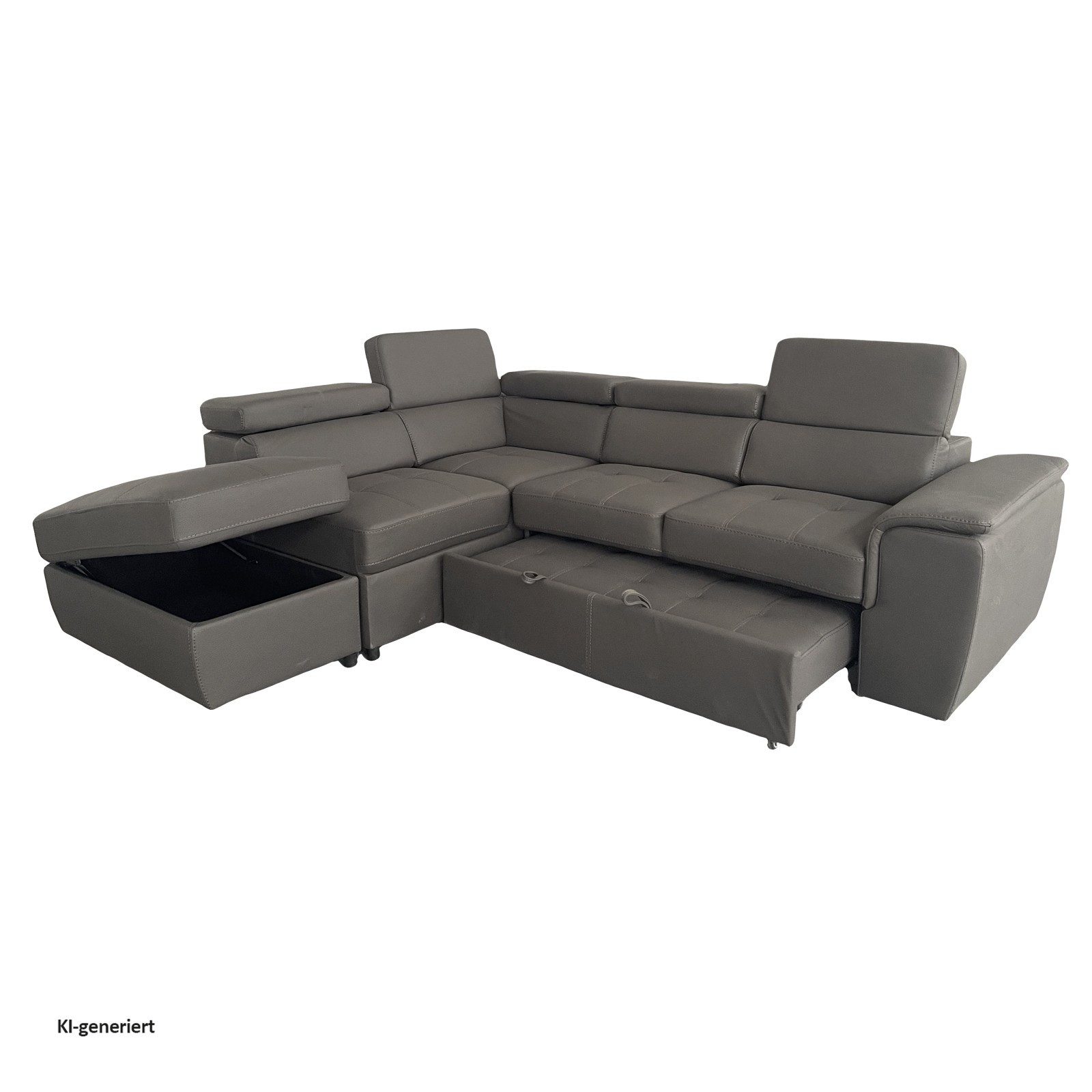 HTI-Living Polsterecke Couch Sandy mit Ottomane links Grau, Stück 1 Teile, Polsterecke mit Bettfunktion und Stauraum Sofa
