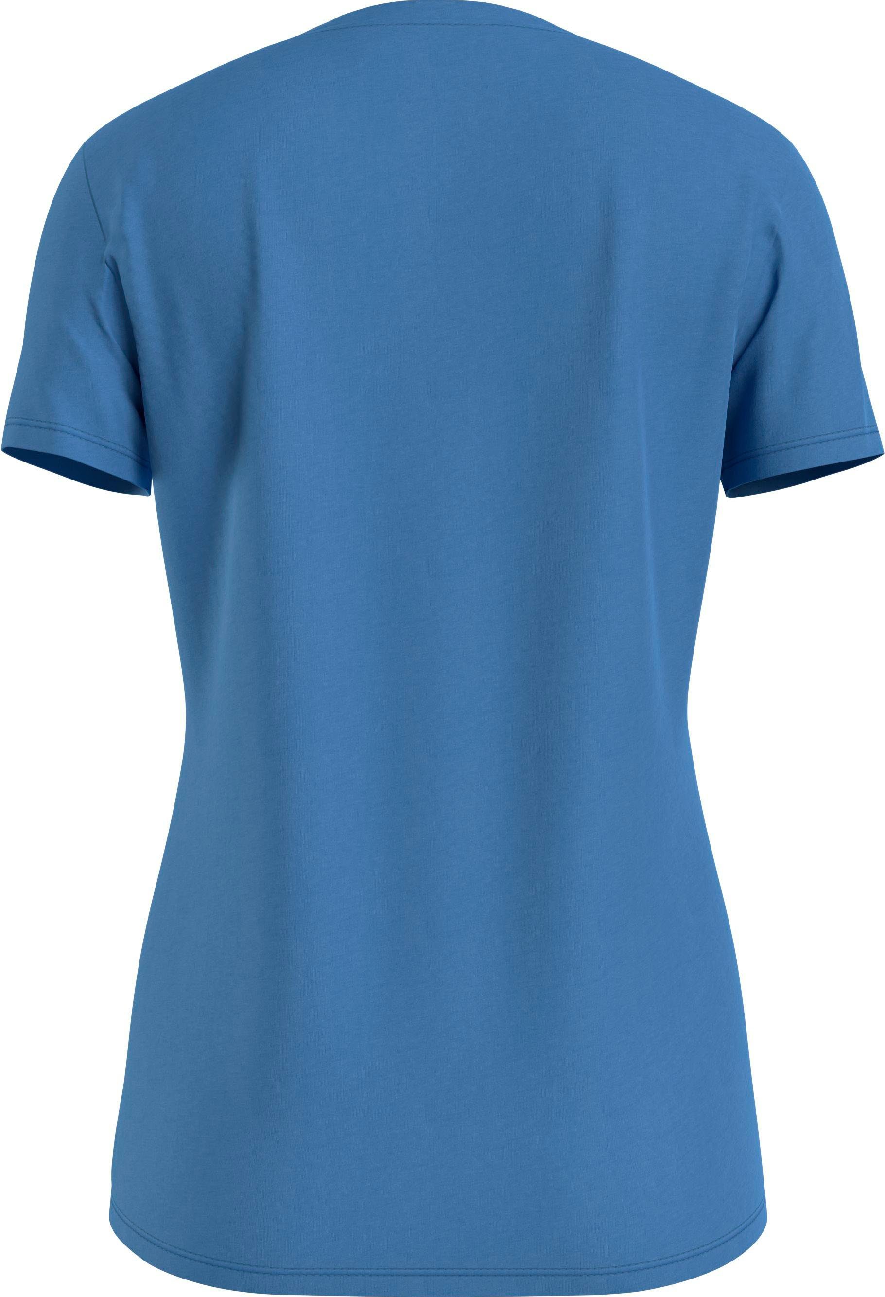 CREW mit Tommy NECK TEE Hilfiger Hilfiger Sky-Cloud NEW Markenlabel Tommy T-Shirt
