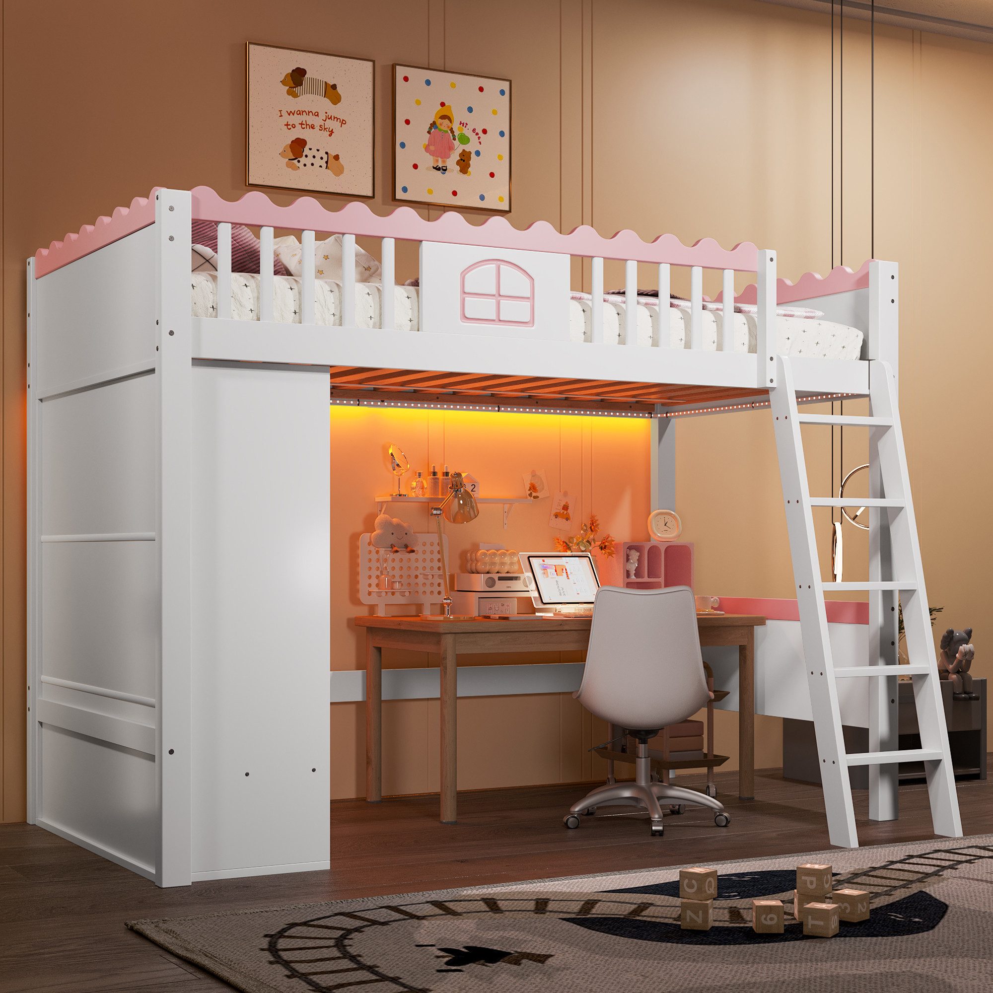 TavilaEcon Hochbett Kinderbett mit LED-Leuchten und günstig online kaufen