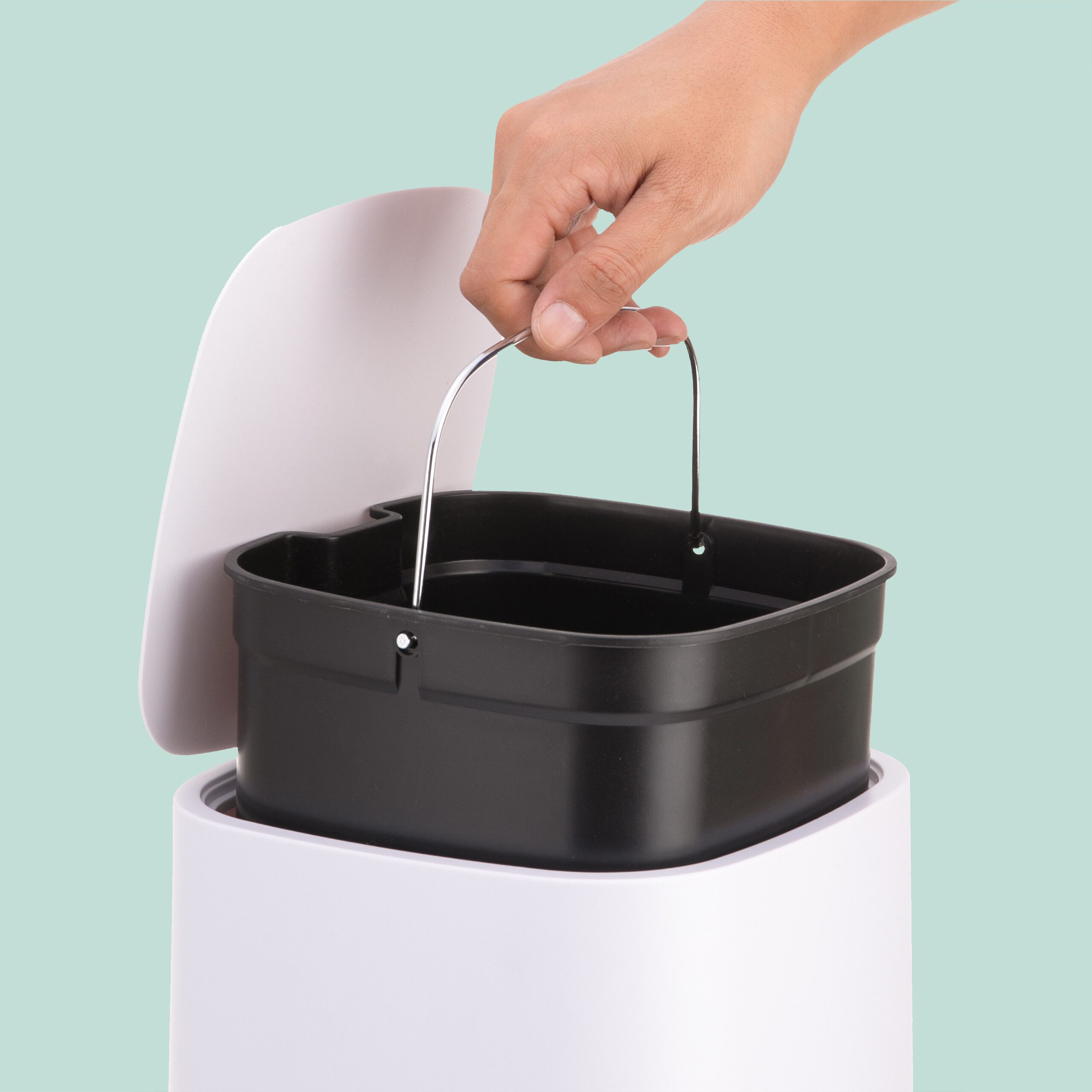 relaxdays Kosmetikeimer Mülleimer 9 Liter, Beige
