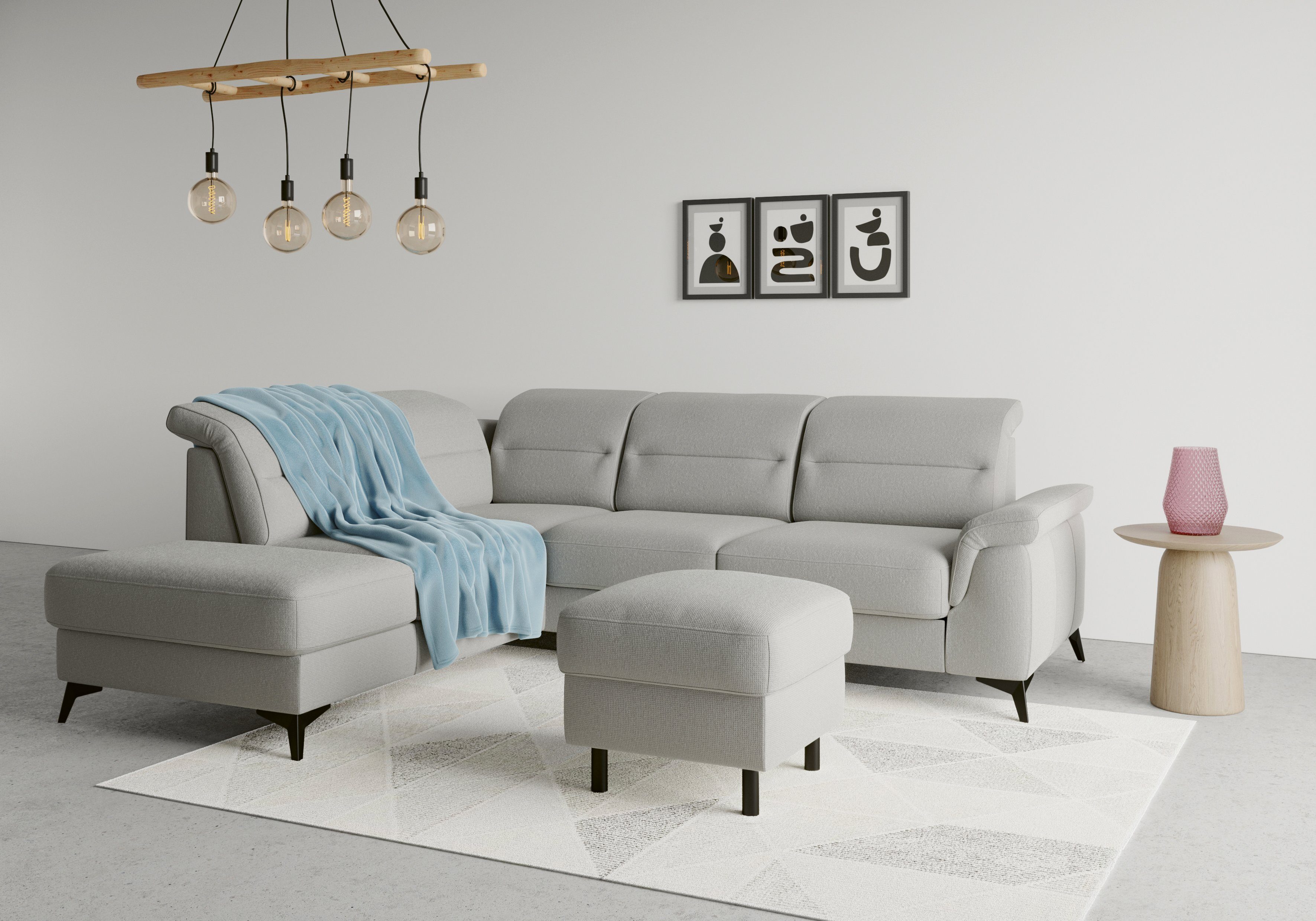 sit&more Ecksofa Sinatra, mit mane, Kopfteilverstellung optional und Armteilfunktion mit