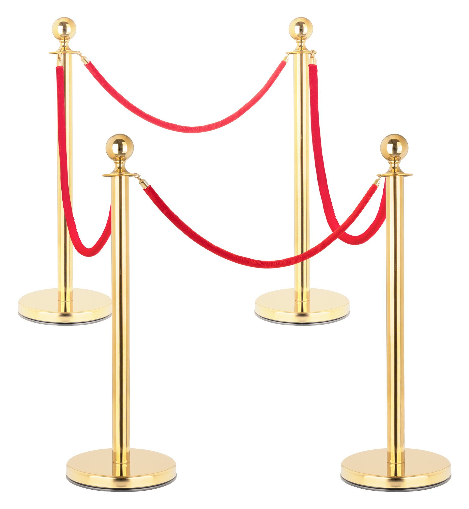 Stagecaptain Absperrpfosten PLS-150 Absperrständer Personenleitsystem (4.4 Deluxe, 8-tlg., 4 Edelstahl-Stative und 4 Seile mit 1,5 m Länge), kombinierbar mit weiteren Stativen