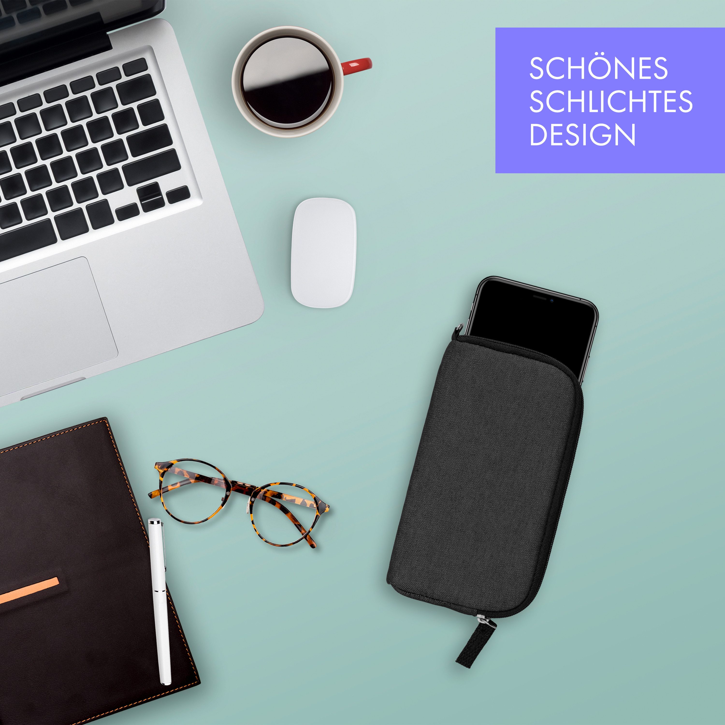 XiRRiX Handytasche für Smartphone oder Handy - Handyhülle Smartphonetasche (Handyhülle aus Polyester 4XL kompatibel mit Iphone 17, 17 Pro, Air, 1-tlg., Premium Modell), mit RFID Schutz