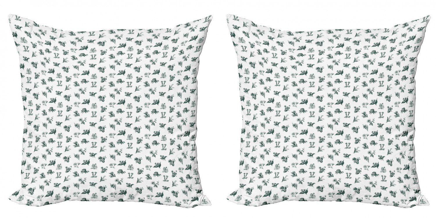 Kissenbezüge Modern Accent Doppelseitiger Digitaldruck, Abakuhaus (2 Stück), Blume Weinlese-Garten-Kunst-Muster | Kissenbezüge