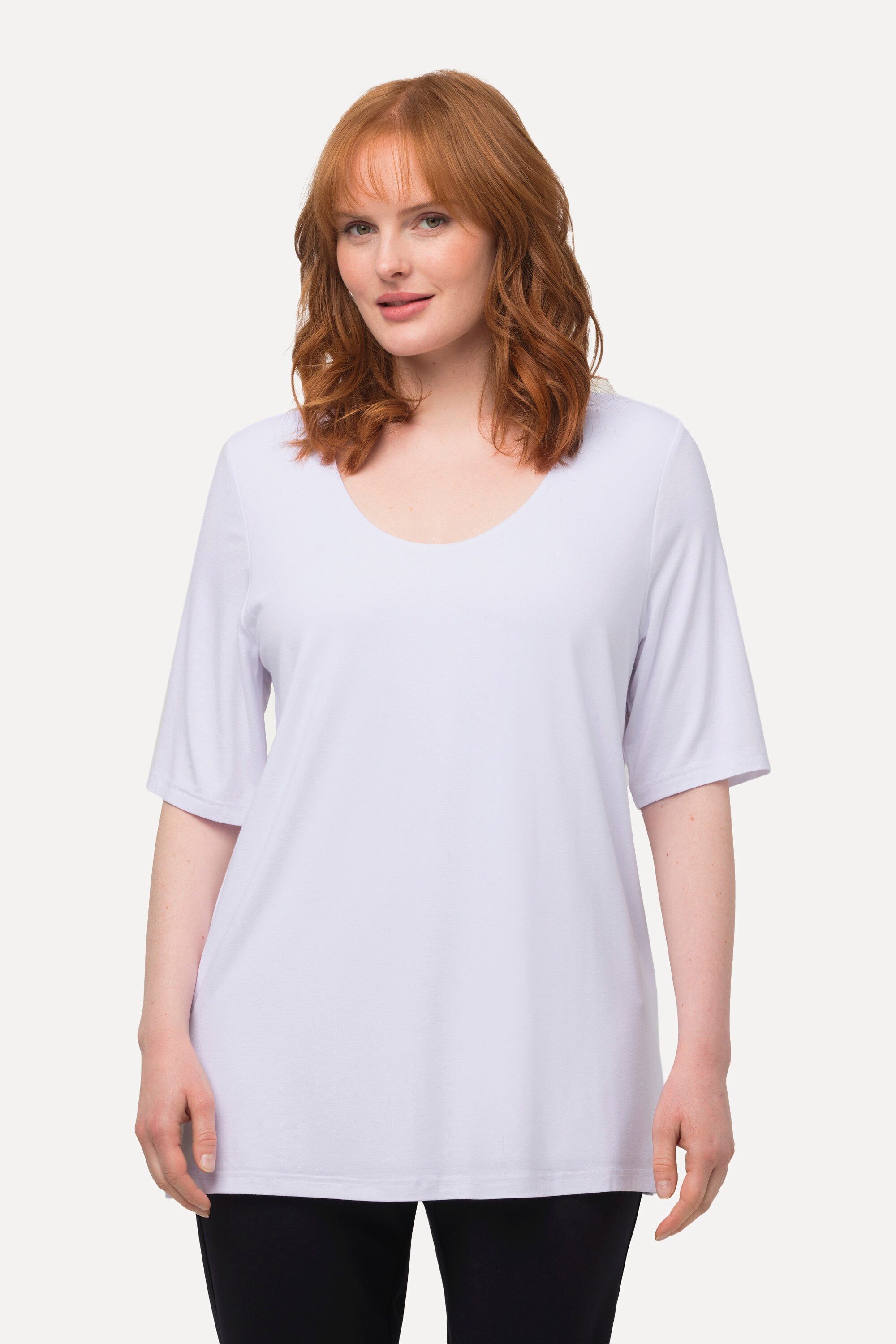 Ulla Popken T-Shirt T-Shirt vorne doppellagig günstig online kaufen