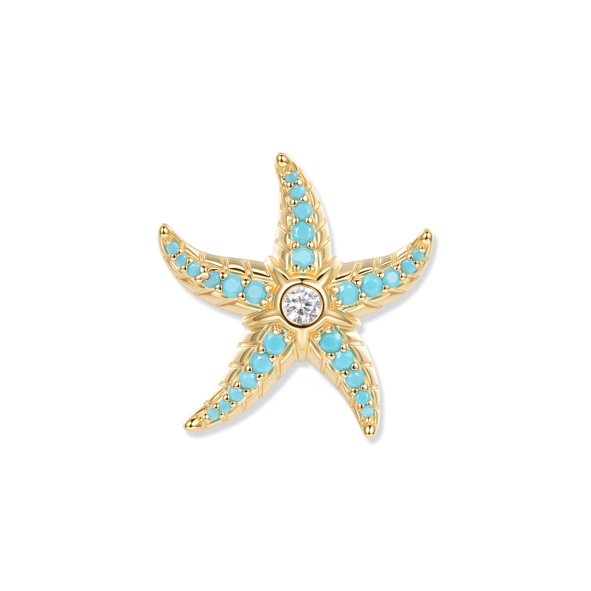 Seinerzeit FLORA & FAUNA Kettenanhänger Sully Aqua Seestern Anhänger (1-tlg), Material: 925 Sterling Silber vergoldet