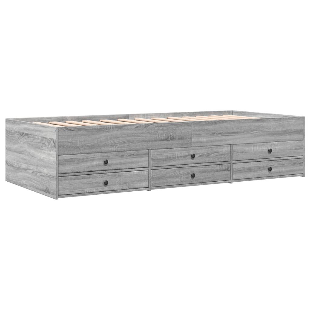vidaXL Bett Tagesbett mit Schubladen ohne Matratze Grau Sonoma 100x200 cm