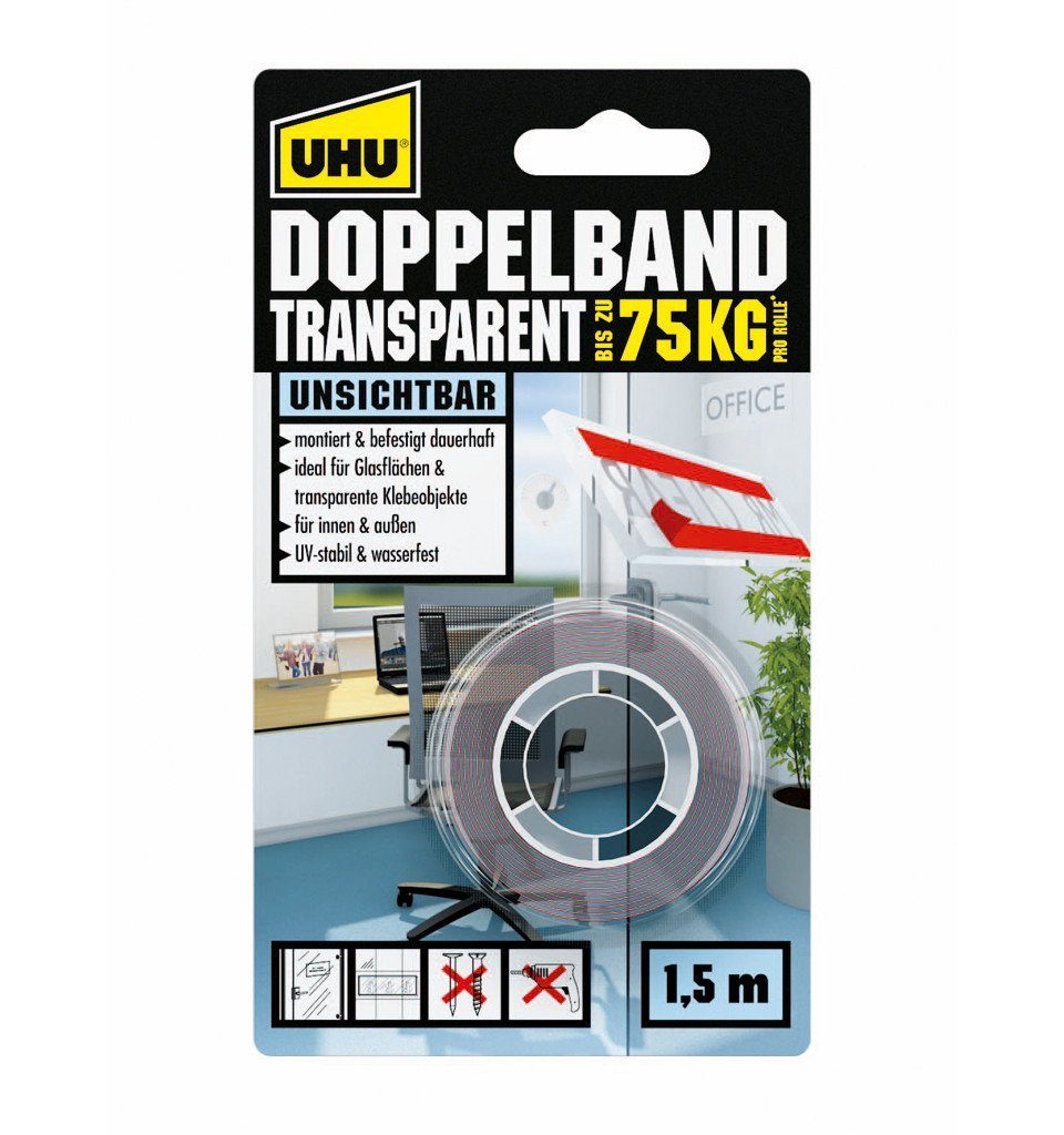 Klebepad UHU Doppelband transparent 1,5 m