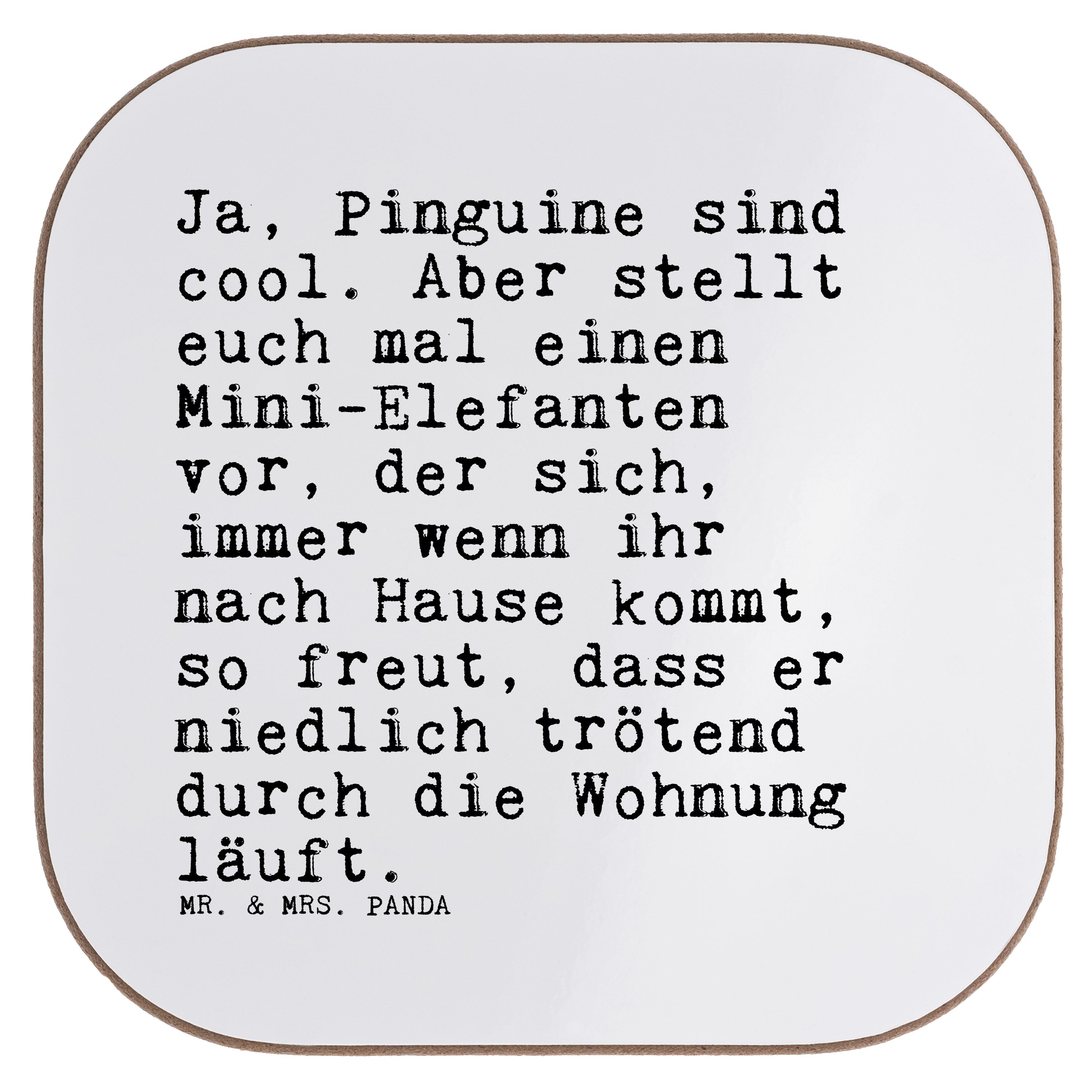 Mr. & Mrs. Panda Getränkeuntersetzer Ja, Pinguine sind cool.... Weiß