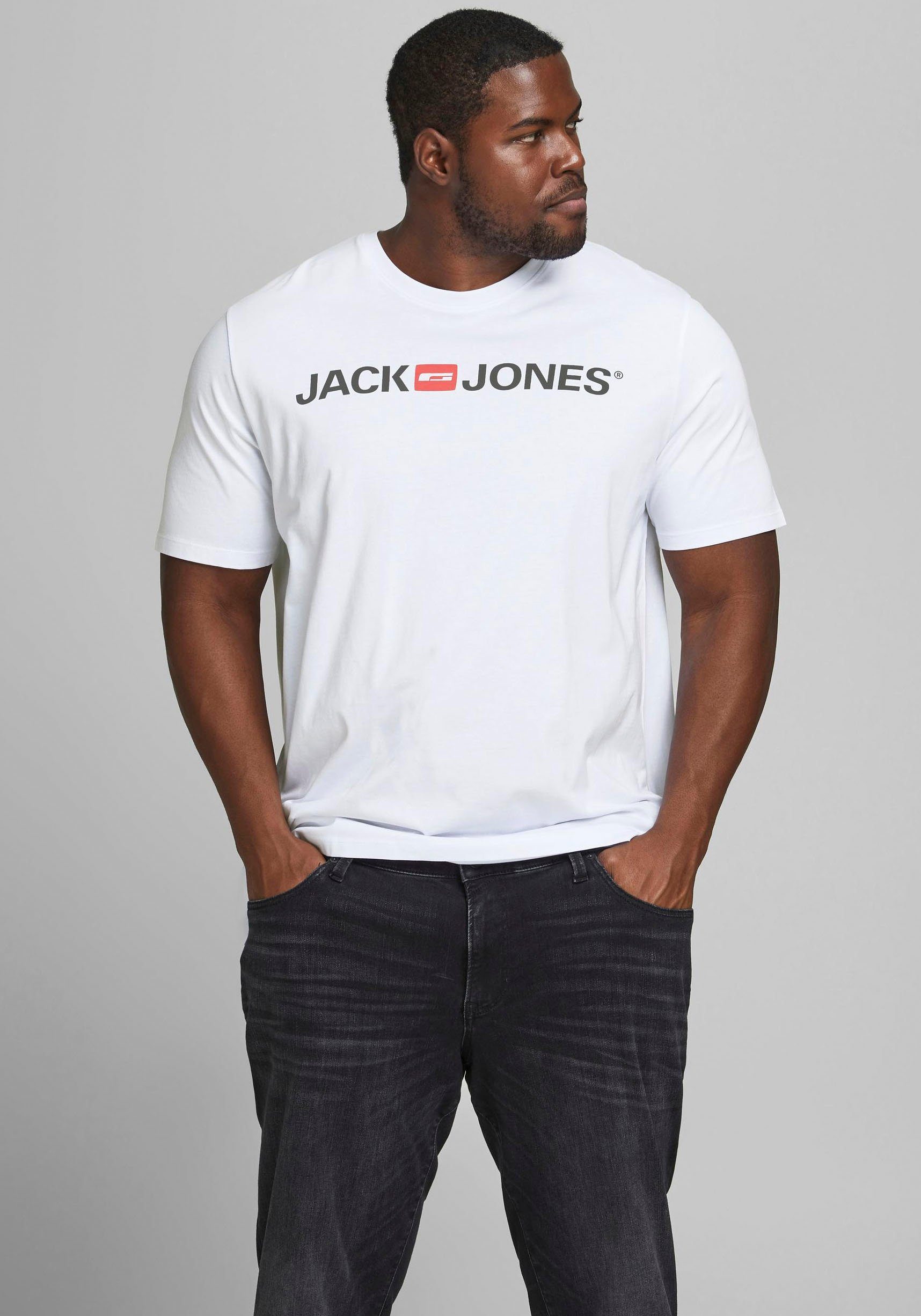 Jack & Jones PlusSize T-Shirt CORP LOGO TEE bis Größe 6XL weiß