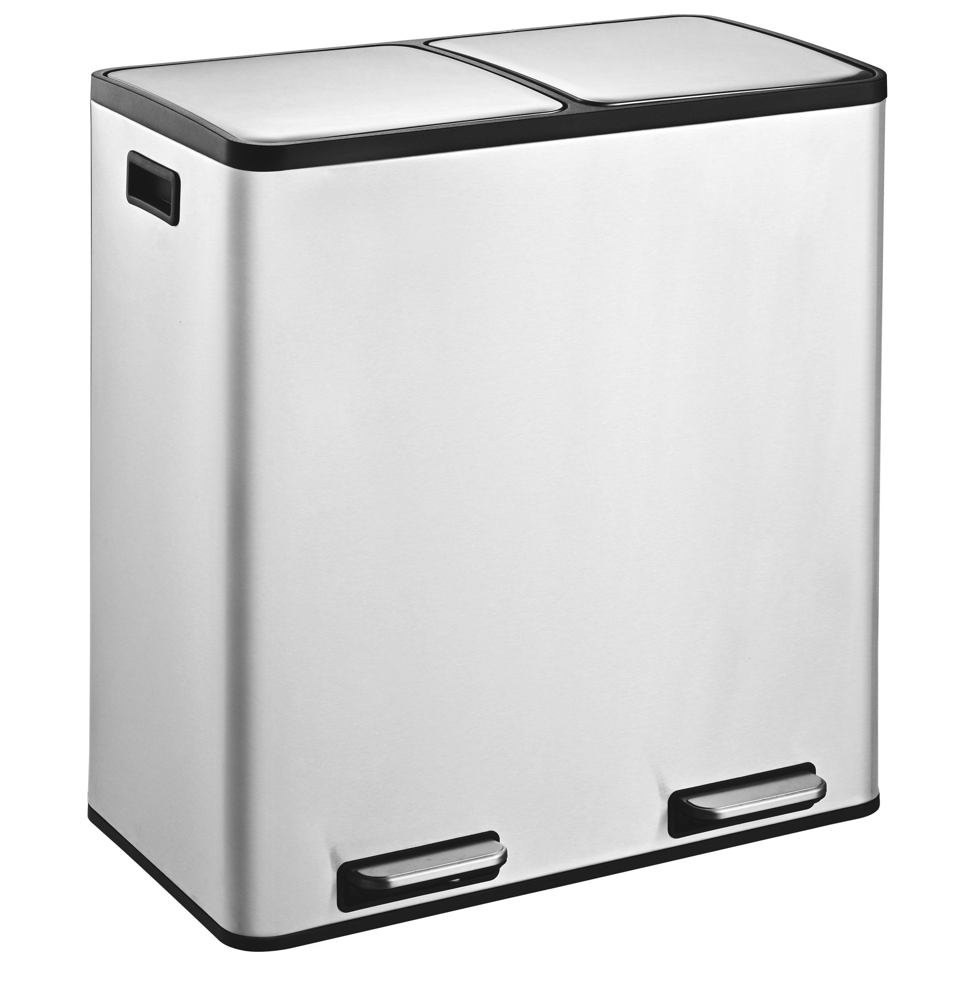 Gardissimo Mülleimer Edelstahl Duo Abfalleimer Treteimer Ruby 2 x 15 Liter = 30 Liter, Soft-Close Deckel Fingerabdruck resistent mit zwei Inneneimern