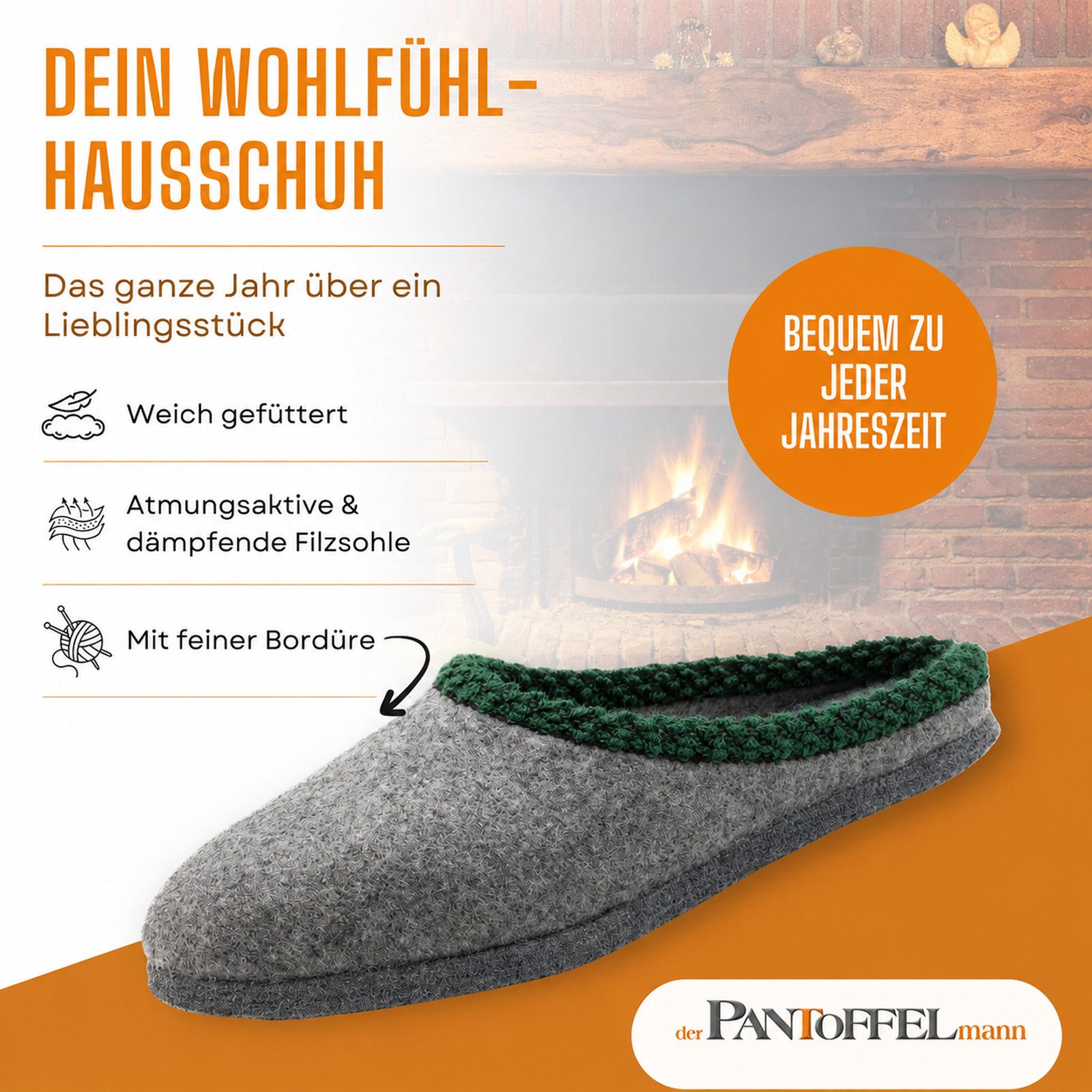 Pantoffelmann Filzpantoffel Herren Damen Hausschuh Filzlatschen superdicke Filzsohle Pantoffel (1 Paar) Filzpantoffeln, Gästepantoffel besonders leicht