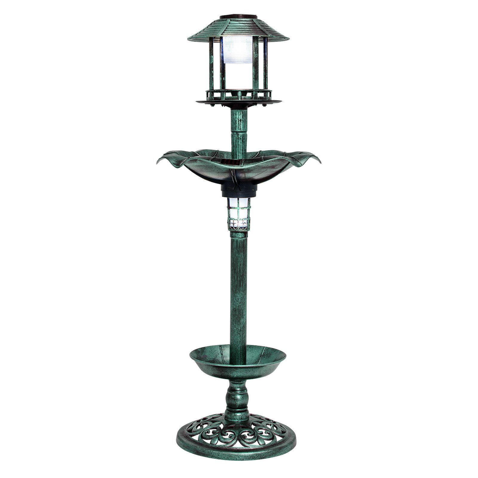 COSTWAY Vogeltränke, Vogelbad, 110cm mit Solarleuchte, Blumentopf günstig online kaufen