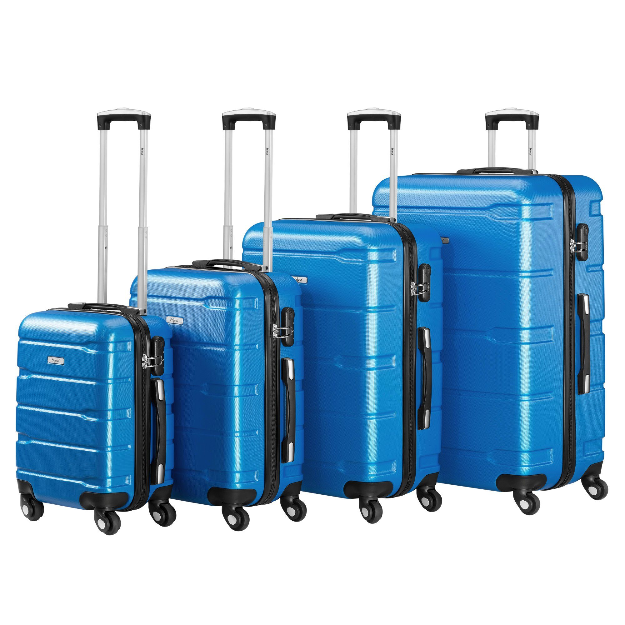 Zelsius Kofferset 4 Stück, Blau, ABS Hartschalenkoffer mit Zahlenschloss, 4 Rollen, (Set, 4 teiliges Kofferset)