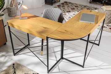 riess-ambiente Eckschreibtisch STUDIO 130cm natur / schwarz, Arbeitszimmer · Eichen-Optik · Schublade · Industrial · Home Office