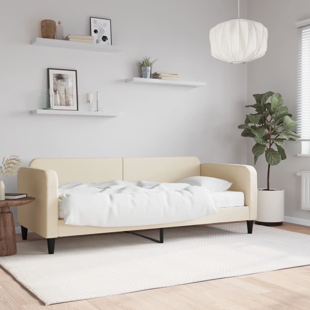 vidaXL Bett Tagesbett mit Matratze Creme 100x200 cm Stoff günstig online kaufen