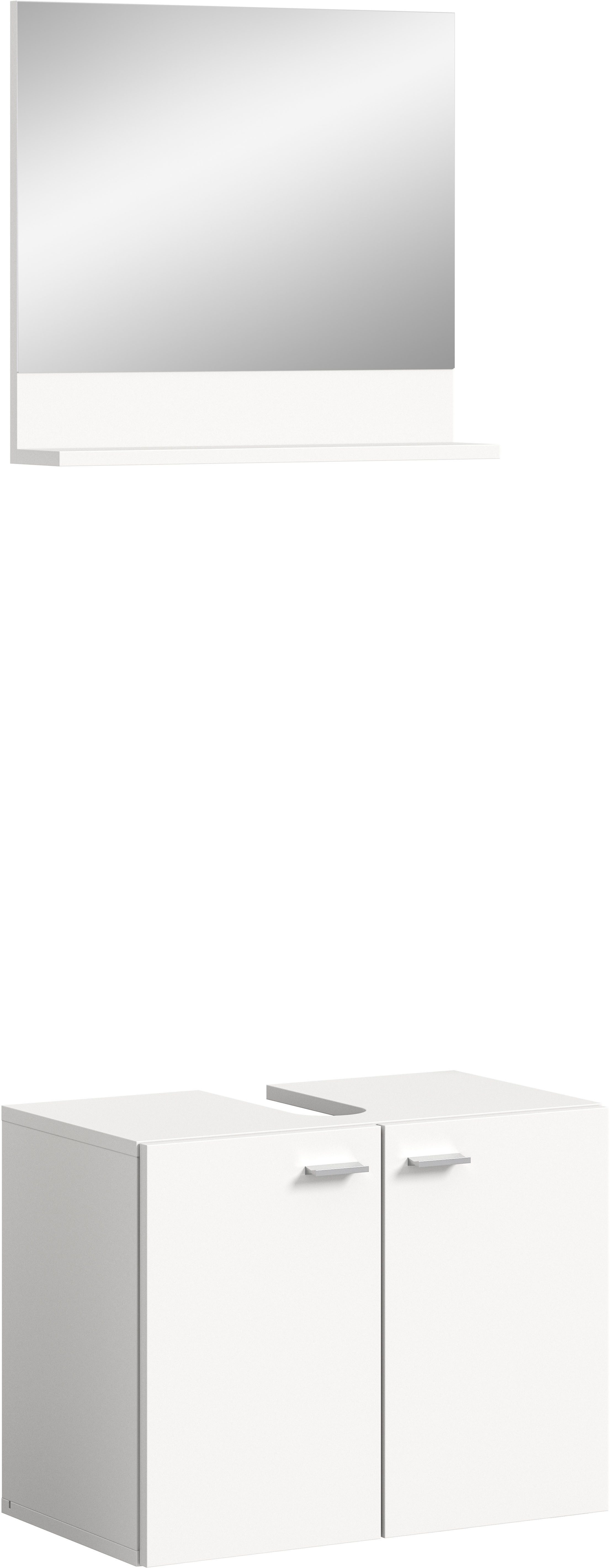 welltime Badmöbel-Set Tampa, best. aus Waschbeckenunterschrank und Spiegel, Breite 57cm, (Set, 2-St), 2-teilig, Bad-Möbel, Bad-Spiegel, Badschrank