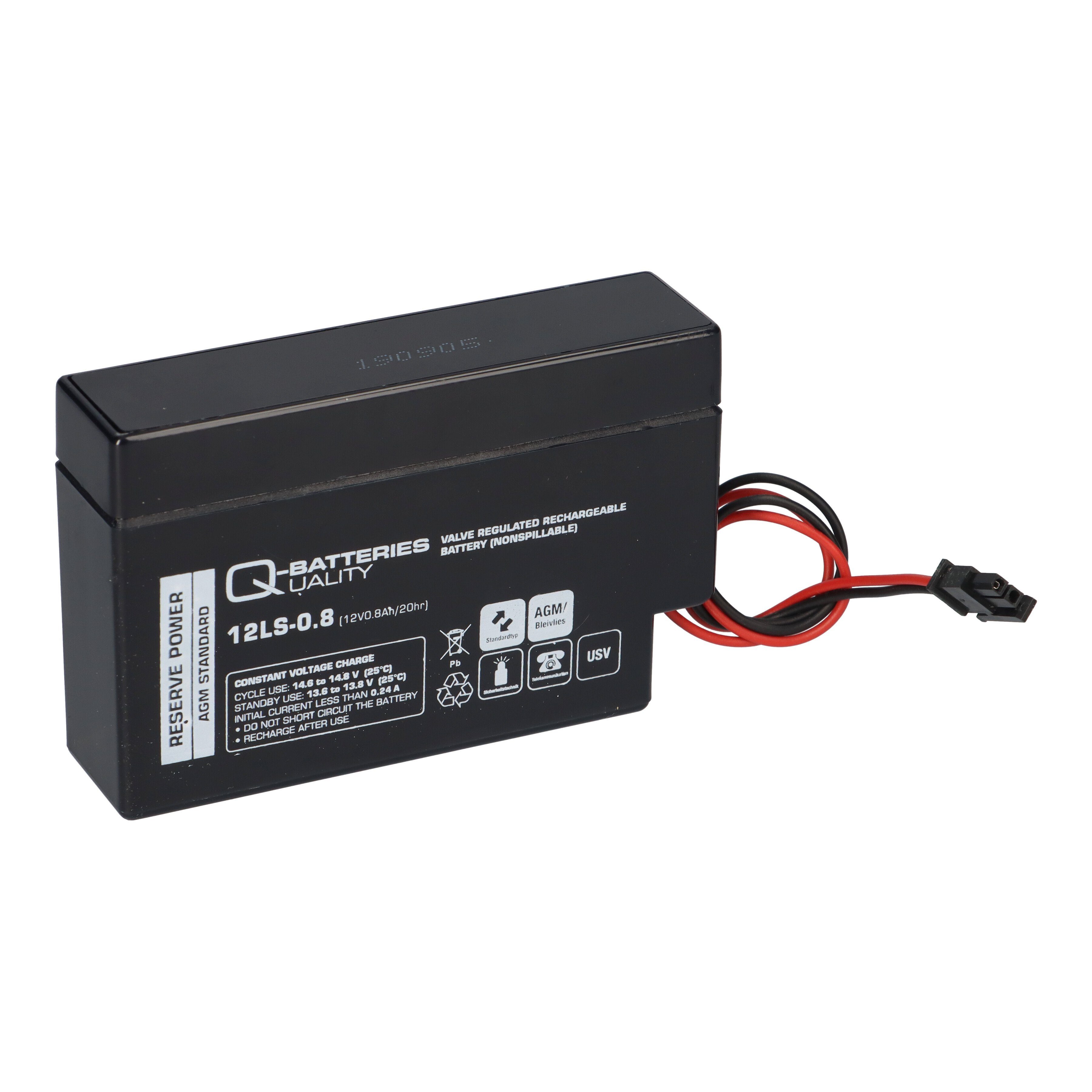 Heim Akku Bleiakkus Haus 0,8Ah & 10x 12V Q-Batteries Blei-Vlies 12LS-0.8 Q-Batteries AGM