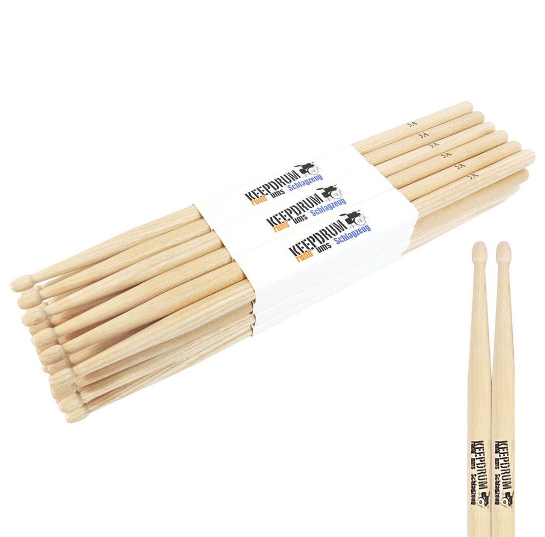 keepdrum Drumsticks keepdrum 5A Schlagzeugstöcke 12 Paar (12 Paar, natur)