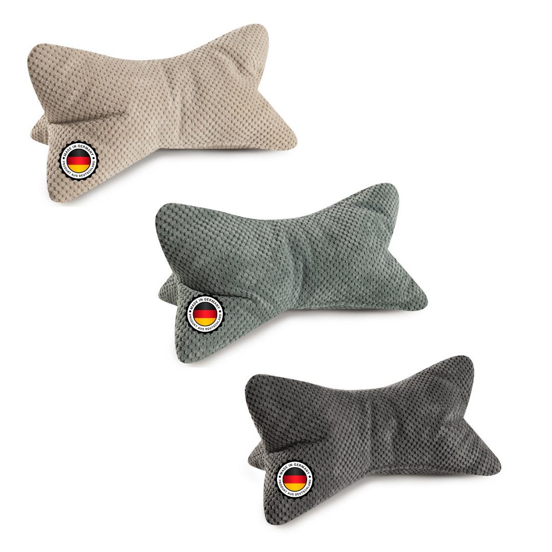 Bonvionn Kopfkissen 3er Set Ole Leseknochen, Füllung: Polyester, Bezug: Weich, Spar-Set, 3-tlg, ergonomische Form für Nacken- oder Lendenstütze Flexible Stütze