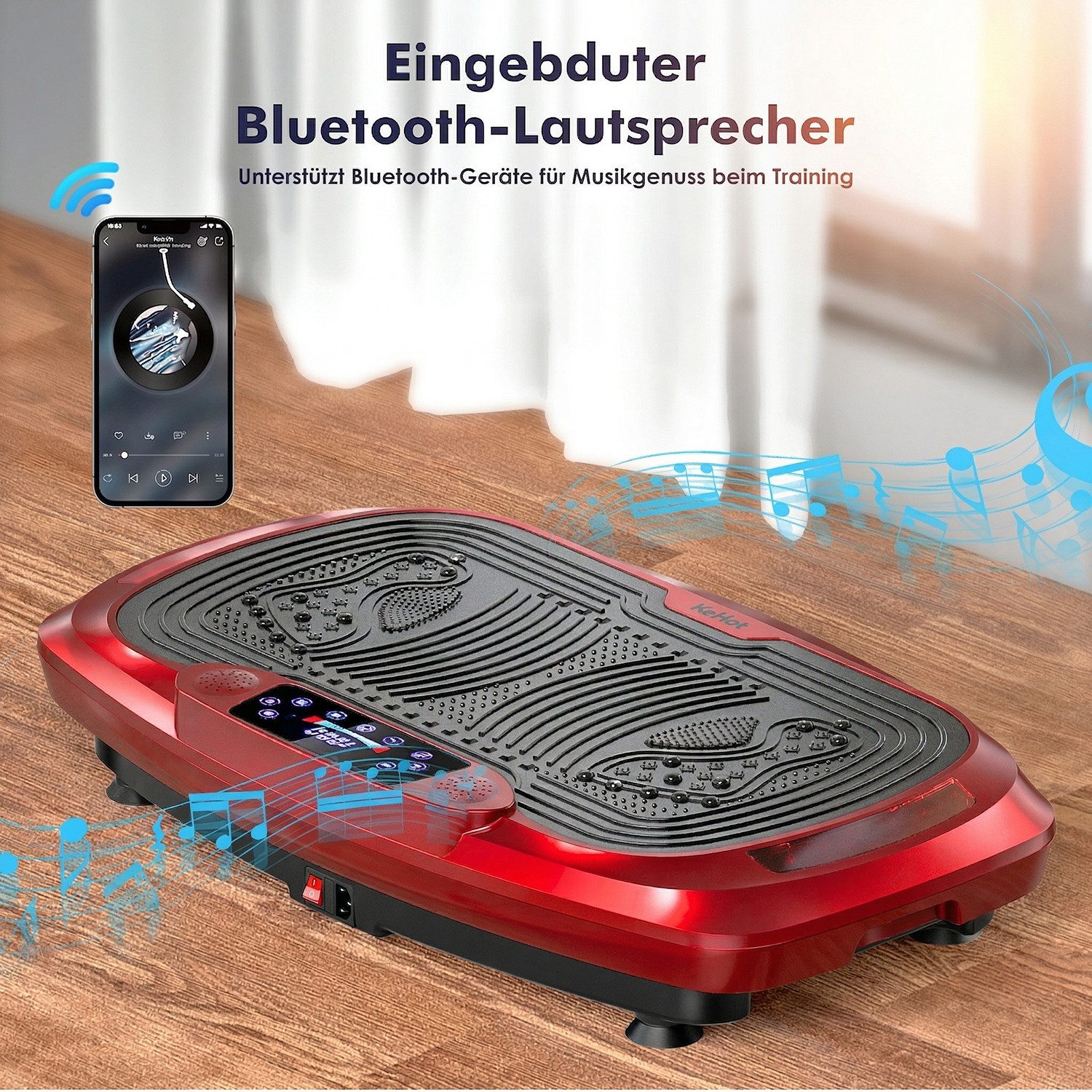kehot Vibrationsplatte 4D Vibrationsplatte mit 3 Motoren–Profi Ganzkörpertraining für zuhause, 300 W, 120 Intensitätsstufen, (5 Programme, Bluetooth-Musik & Mag – Bild 5 von 5