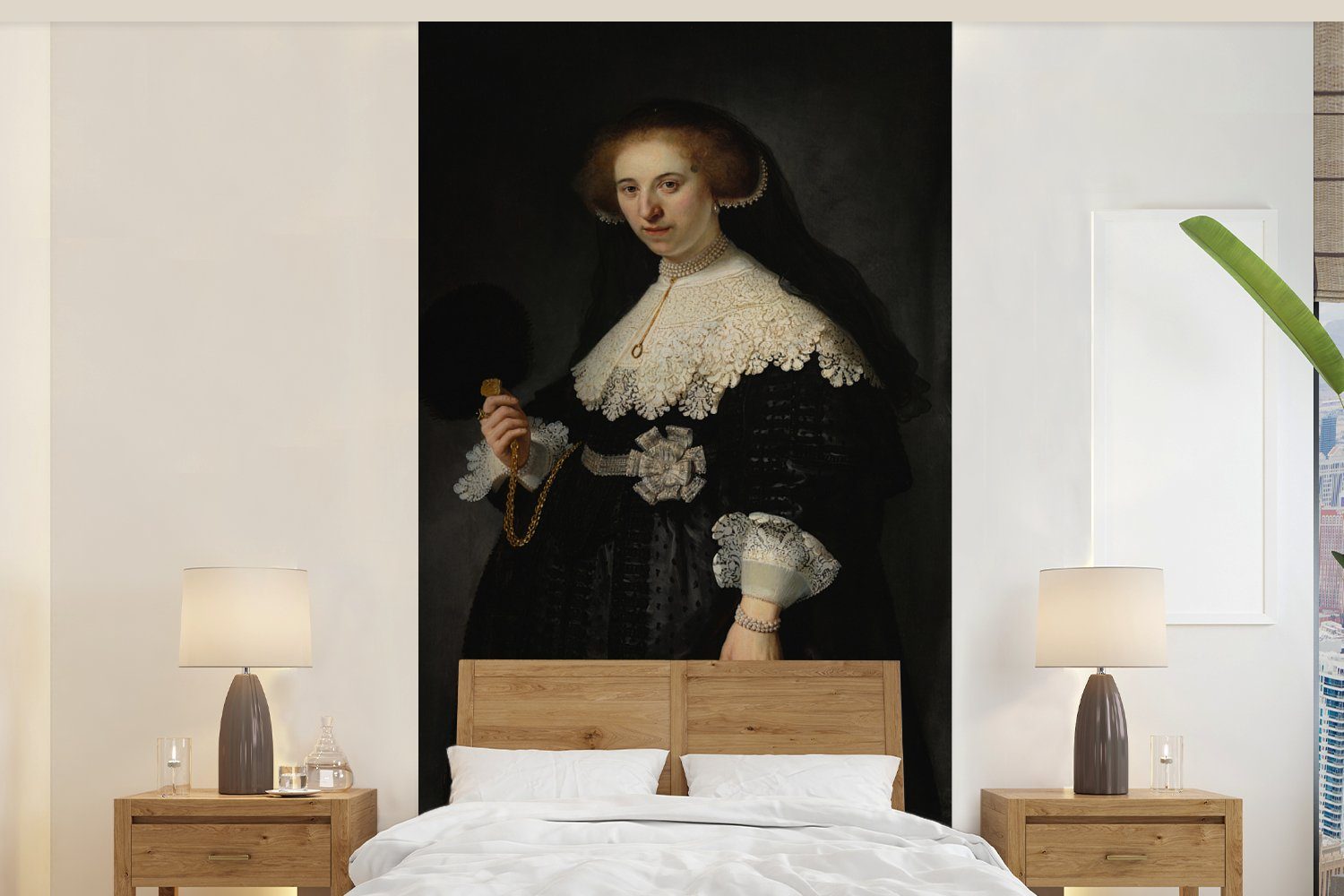 MuchoWow Fototapete Das Eheporträt von Oopjen Coppit - Rembrandt van Rijn, Matt, bedruckt, (2 St), Vliestapete für Wohnzimmer Schlafzimmer Küche, Fototapete