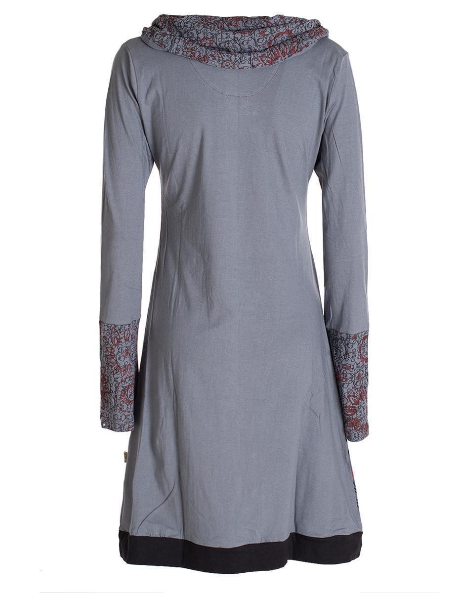 Vishes Jerseykleid Blumen-Kleid Langarm-Shirtkleid Schal-Kragen Baumwolle H günstig online kaufen