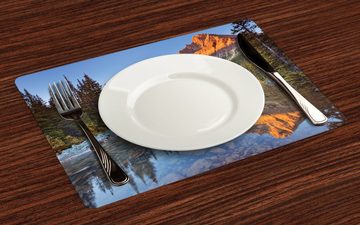 Platzset, Waschbare Stoff Esszimmer Küche Tischdekorations Digitaldruck, Abakuhaus, (4-teilig, 4 Teilig-St., Set aus 4x), Natur Canadian Mountains