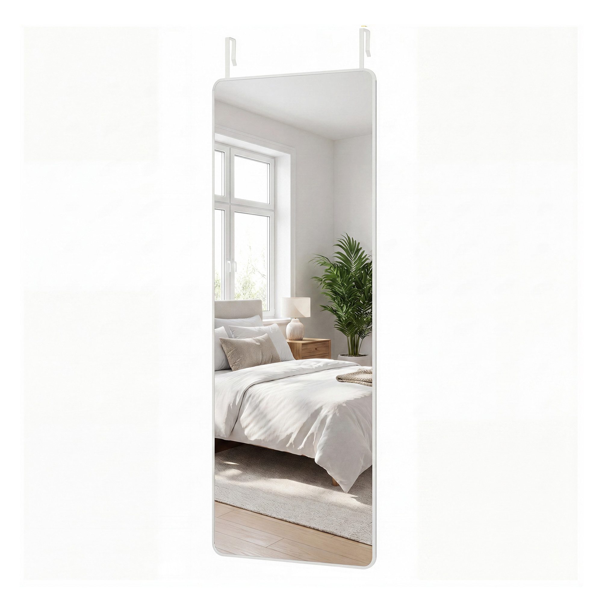 SONGMICS Standspiegel Ganzkörperspiegel Bogen Großer Wandspiegel Bruchsicher, 120 x 40 x 1,3 cm, für Schlafzimmer, und Türmontage, Aluminiumrahmen – Bild 4 von 5