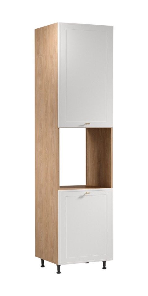 ROYAL24_MARKT Backofenumbauschrank - Sorento Küchen Herdumbauschrank – Weiß / Sonoma Eiche – 60 cm (Packung, 1-St., Serie Sorento – D60PWN P/L) Hochwertig – Luxuriös – Modern – Stabil