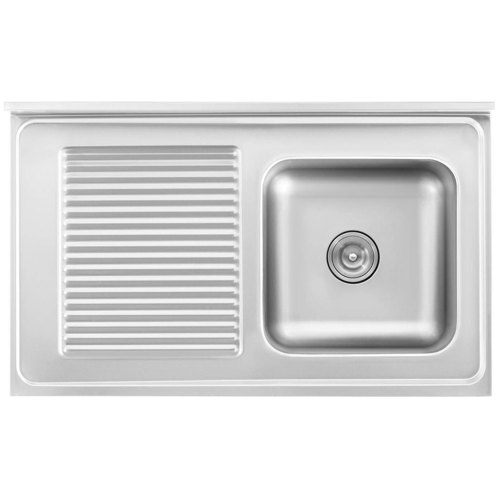 Royal Catering Edelstahlspüle 100 x 60 cm Spülenunterschrank Becken rechts 40 x 40 cm Aufkantung, 60/100 cm – Bild 4 von 5