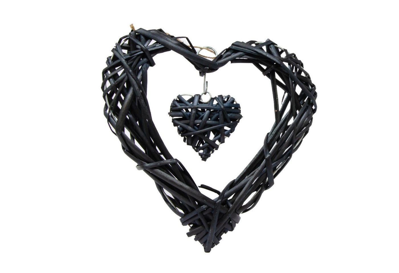 Goldbach Dekohänger Rattan Herzkranz miot Herz 25 x 25 x 5 cm Schwarz