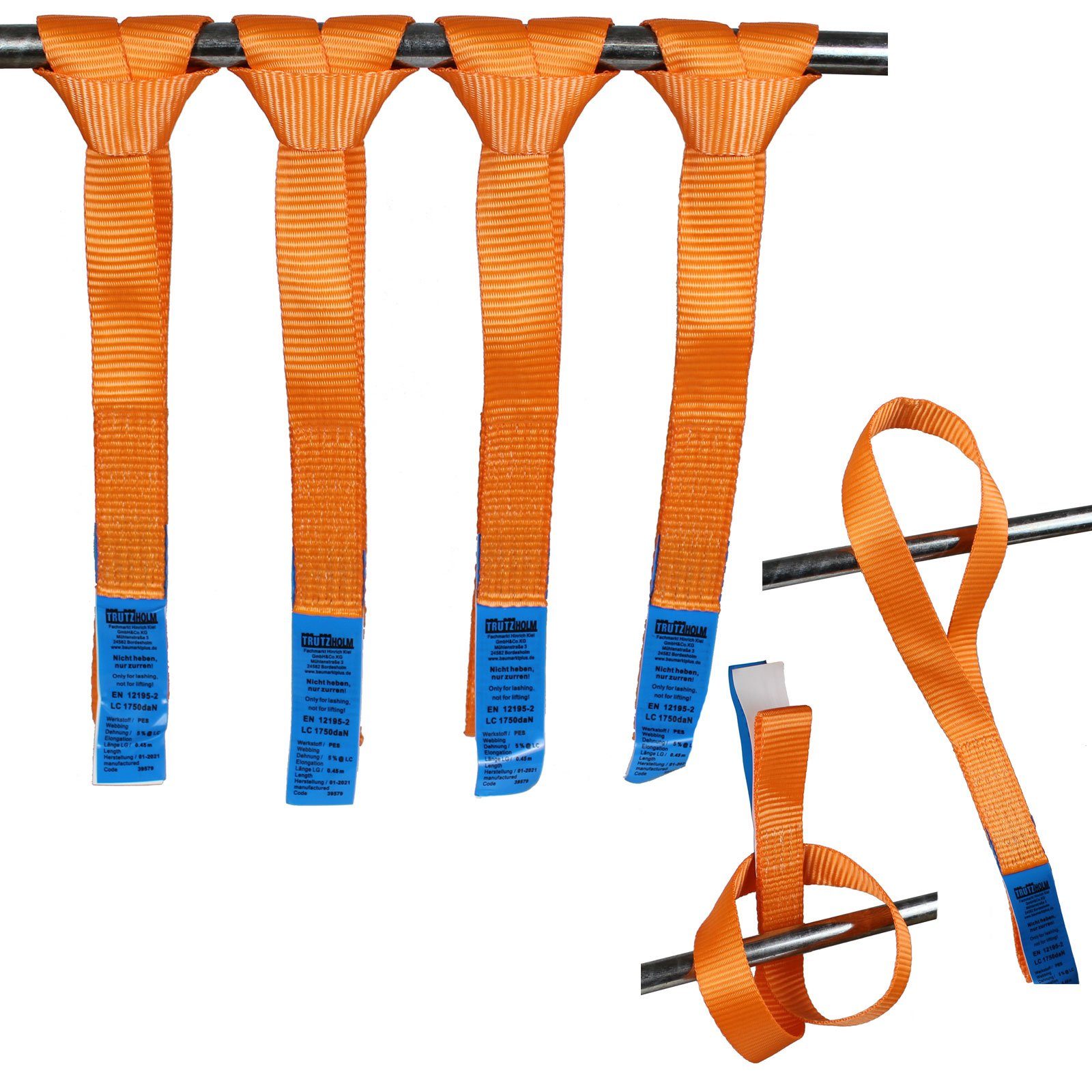 Spanngurt 4x Gurtschlaufen Doppelschlaufen 1750 kg Gurtlast 45 cm Länge 35 mm