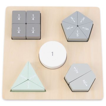 Mamabrum Puzzle-Sortierschale Holzpuzzle - Montessori Puzzles - Brüche und geometrische Figuren