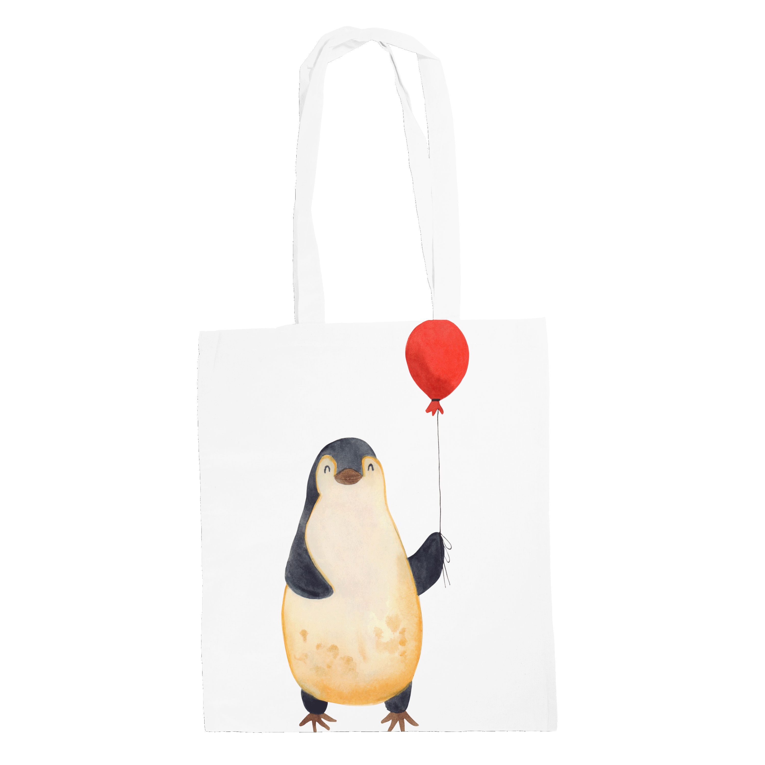 Mr. & Mrs. Panda Tragetasche Pinguin Luftballon - Weiß - Geschenk, Beuteltasche, Beutel, Motivatio (1-tlg)