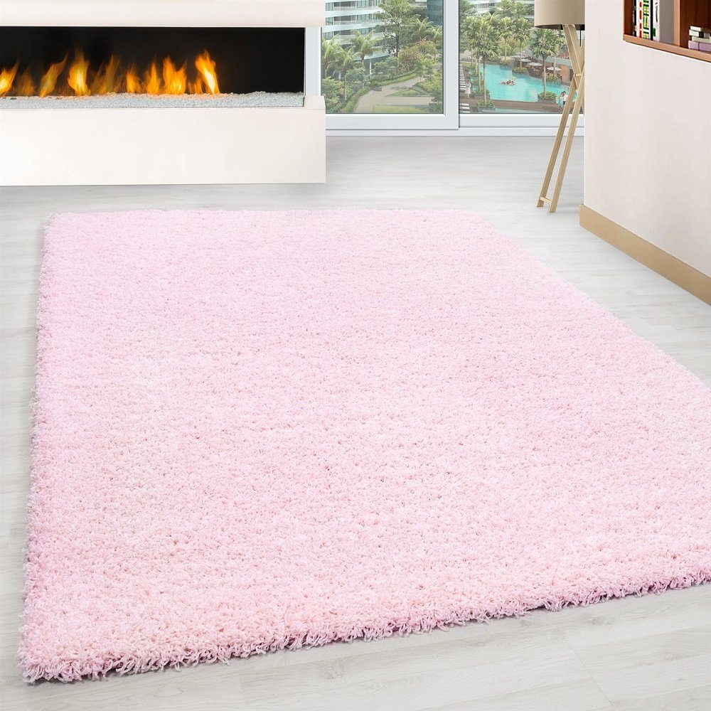 Hochflor-Teppich Moderner Hochflor-Teppich, Pink mm, mm 30 Florhöhe rechteck, Höhe: 30 Giantore